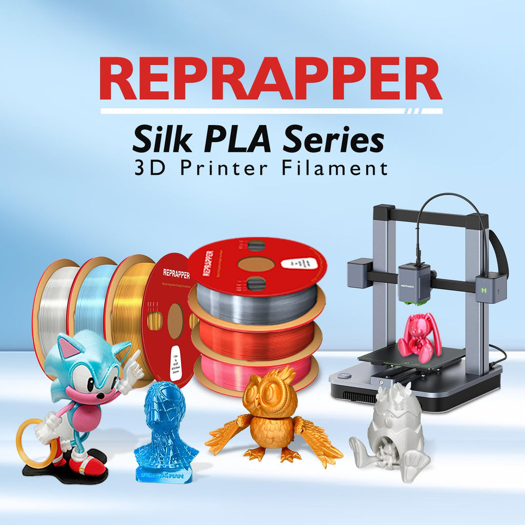 RepRapper PLA Filament, Multicolor Glitter Sample Pack, Shiny Galaxy Silk PLA1.75MM for 3D Printer, Glow in The Dark Sparkle Laser Series 3D Printer Filament, 250g*4