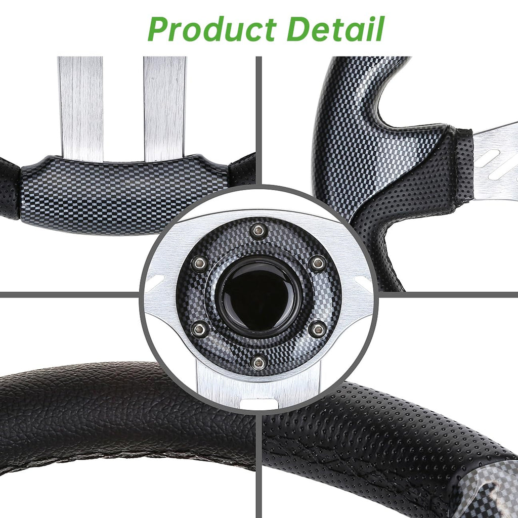 10L0L Golf Cart Steering Wheel, 13' Universal Fit for EZGO TXT/RXV, Club Car DS/Precedent, Yamaha G2-G29 (Carbon Black)