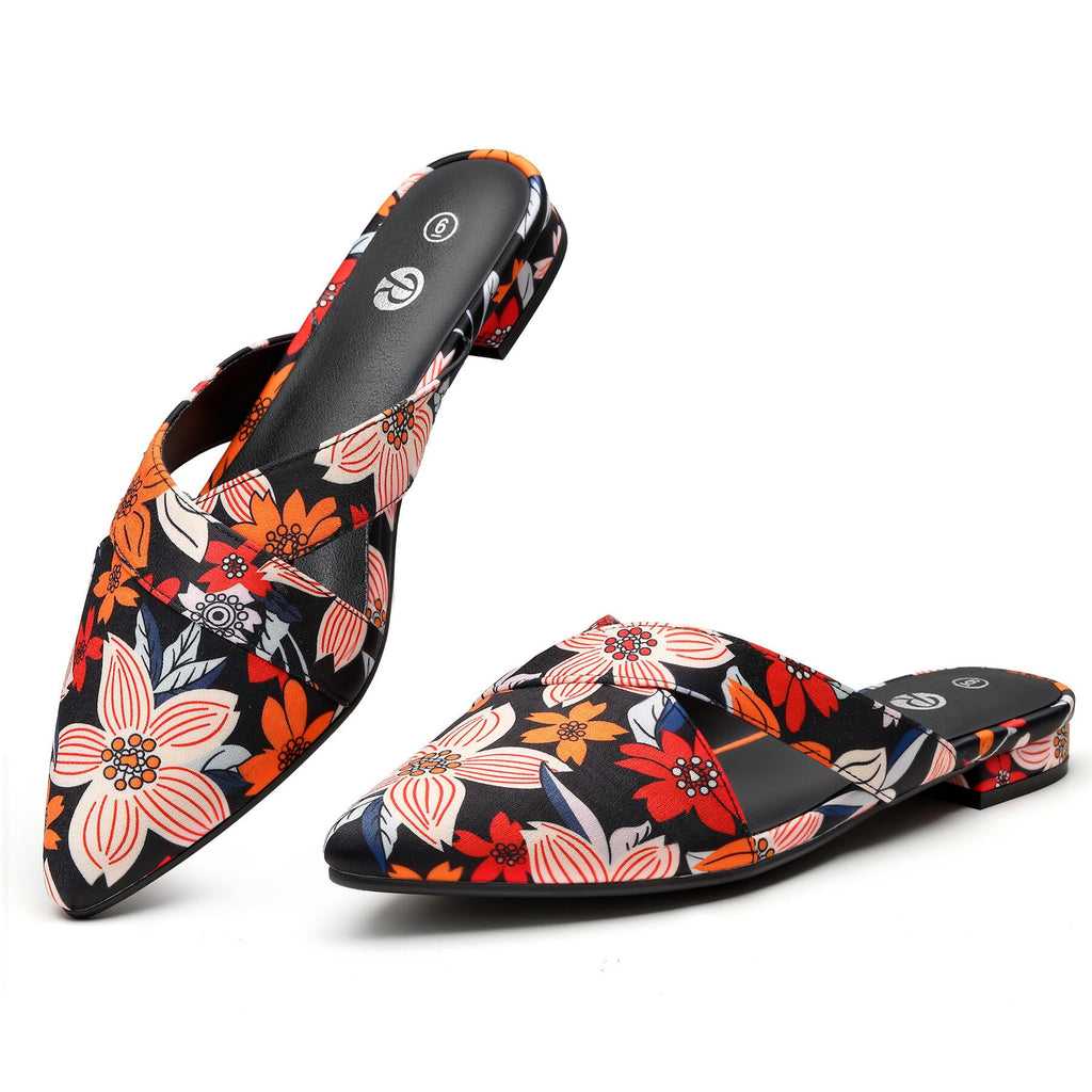 Rekayla Women's Mules Closed Pointed Toe Flats Backless Loafers Shoes for Women