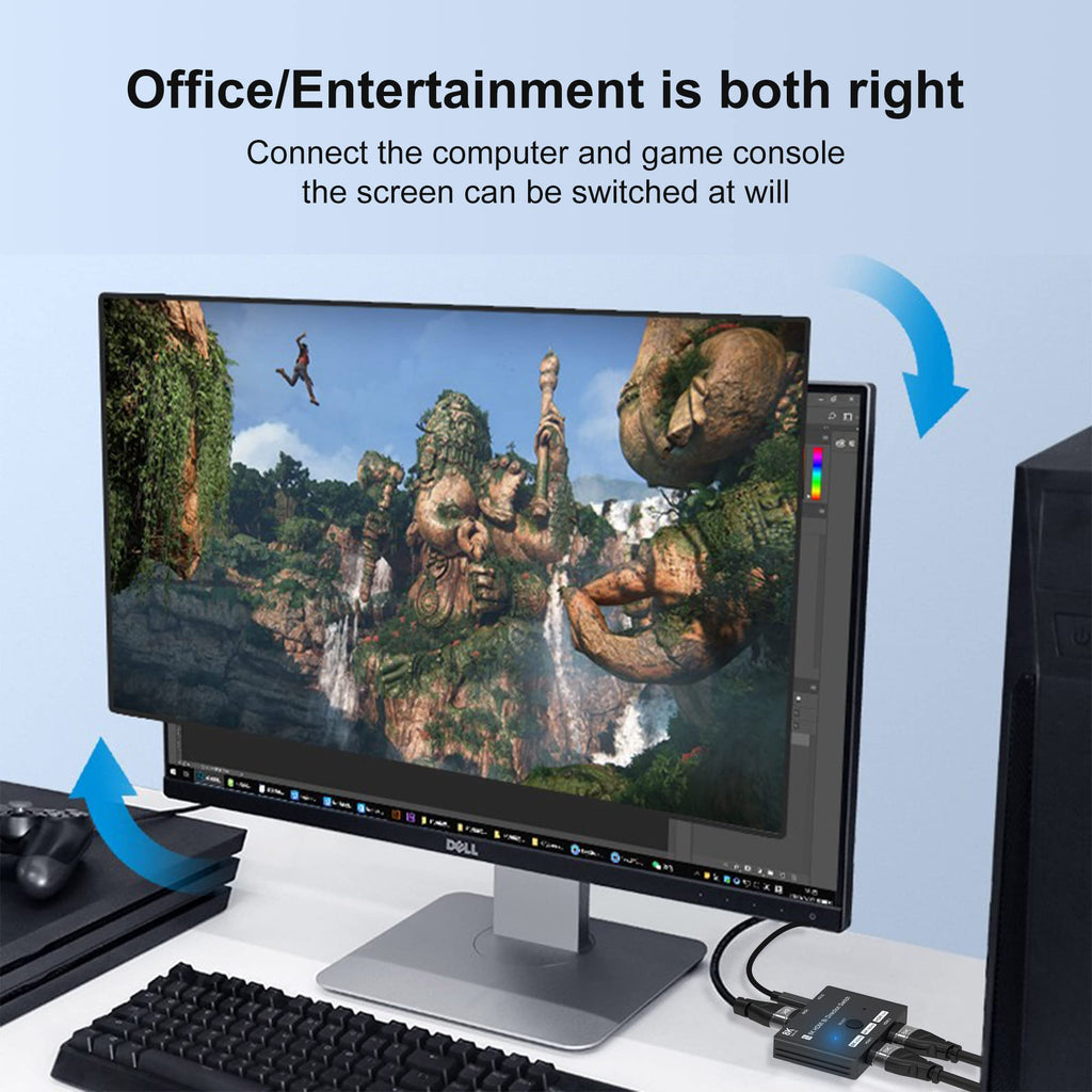 HDMI 2.1 Bi-Directional Switch Ultra HD 8K HDMI Switcher 2 in 1 Out/ 1 in 2 Out HDMI Switch Supports 8K@60Hz/ 4K@120Hz 48Gbps Compatible with Switch/Switch OLED PS5/4 Xbox Roku Apple TV Fire TV Stick