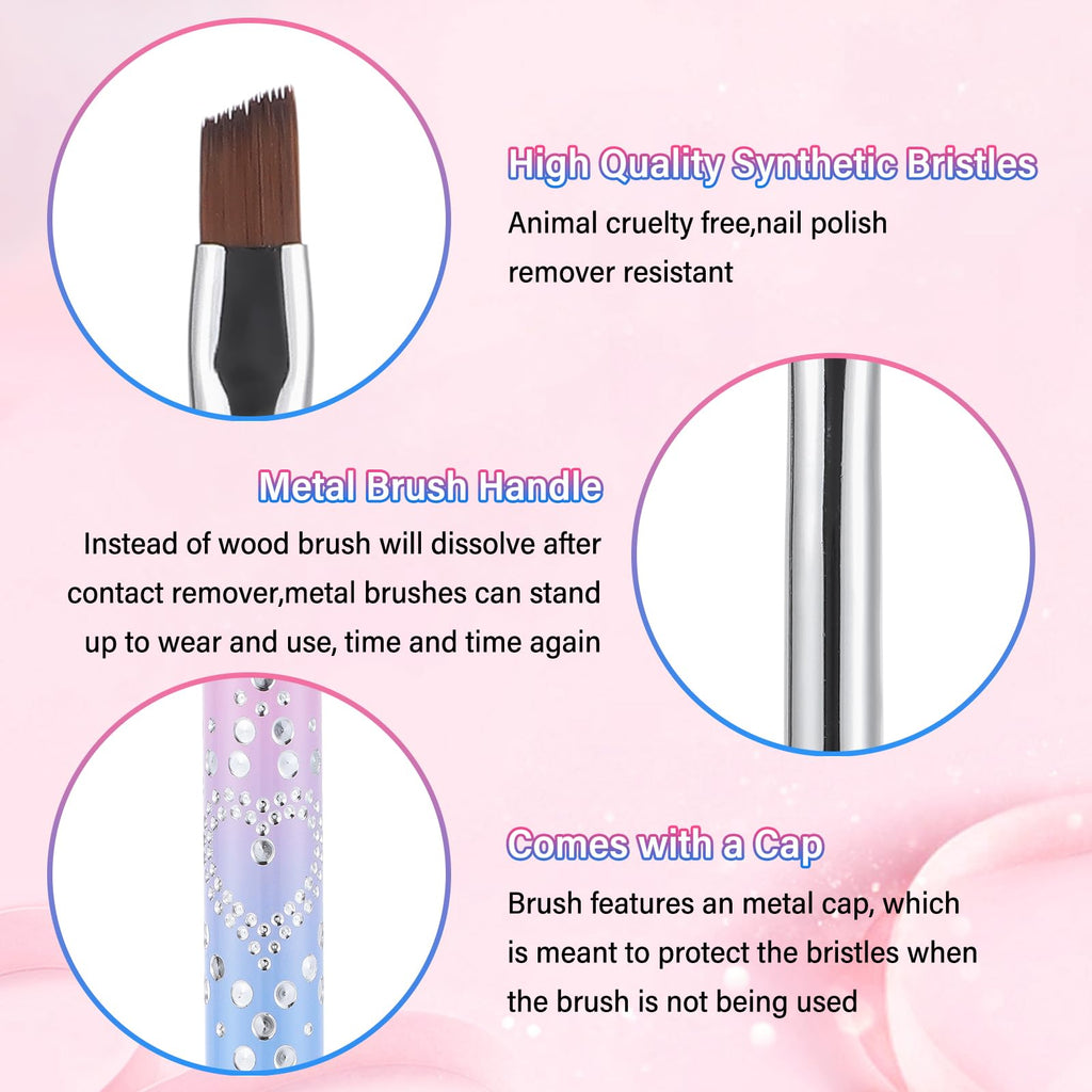 Nail Art Clean Up Brushes,Nail Brushes for Cleaning Polish Mistakes on the Cuticles, Acetone Resistant Nail Brush, Fingernail Cleaning Brushes for Nail Art and Designs (2 Pcs Round&Angled)