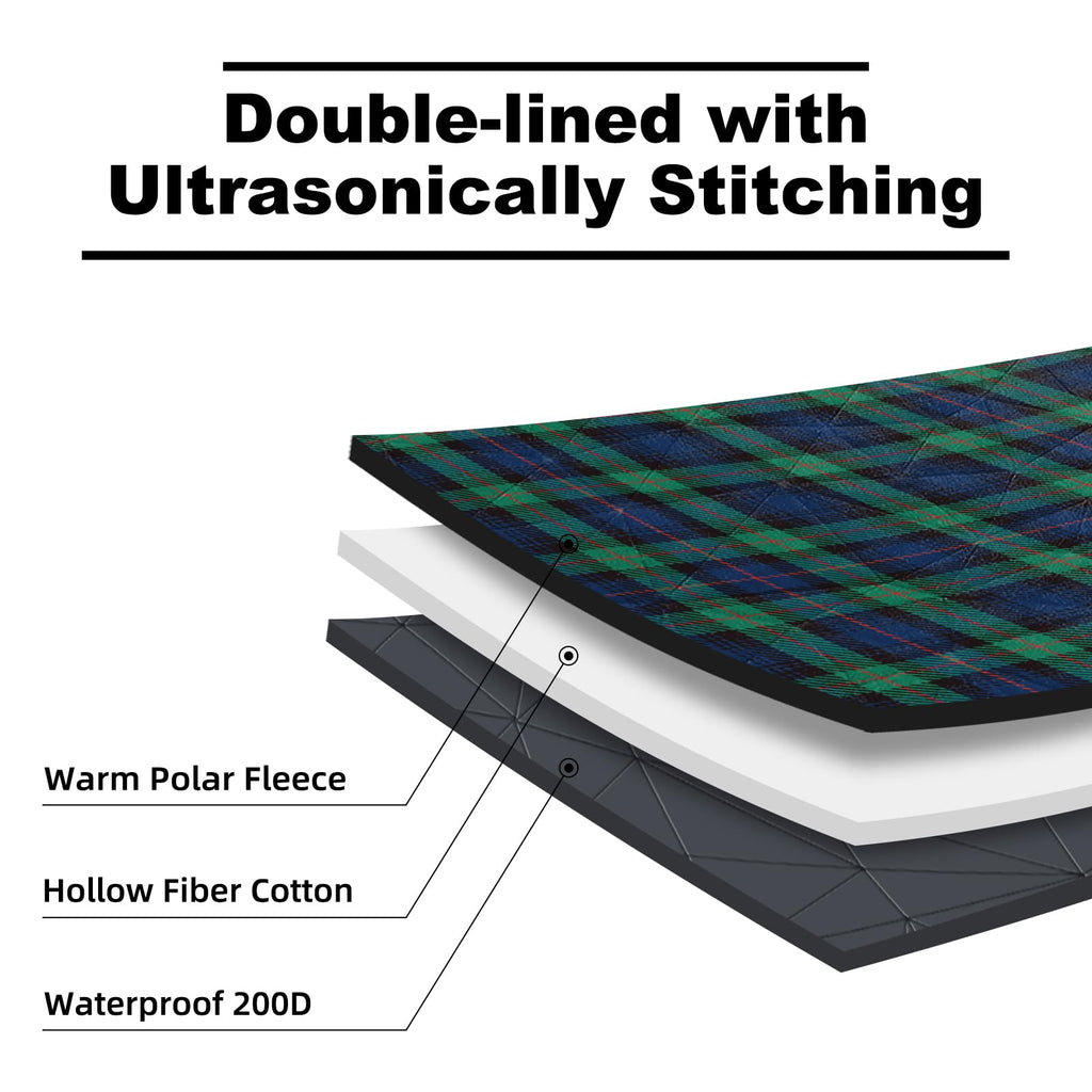 Large Outdoor Waterproof Blanket Extra Thick Fleece Stadium Blanket for Camping, Car, Pet, Picnics - Windproof, Wearable, Machine Washable 80" x 58" (Black Check)