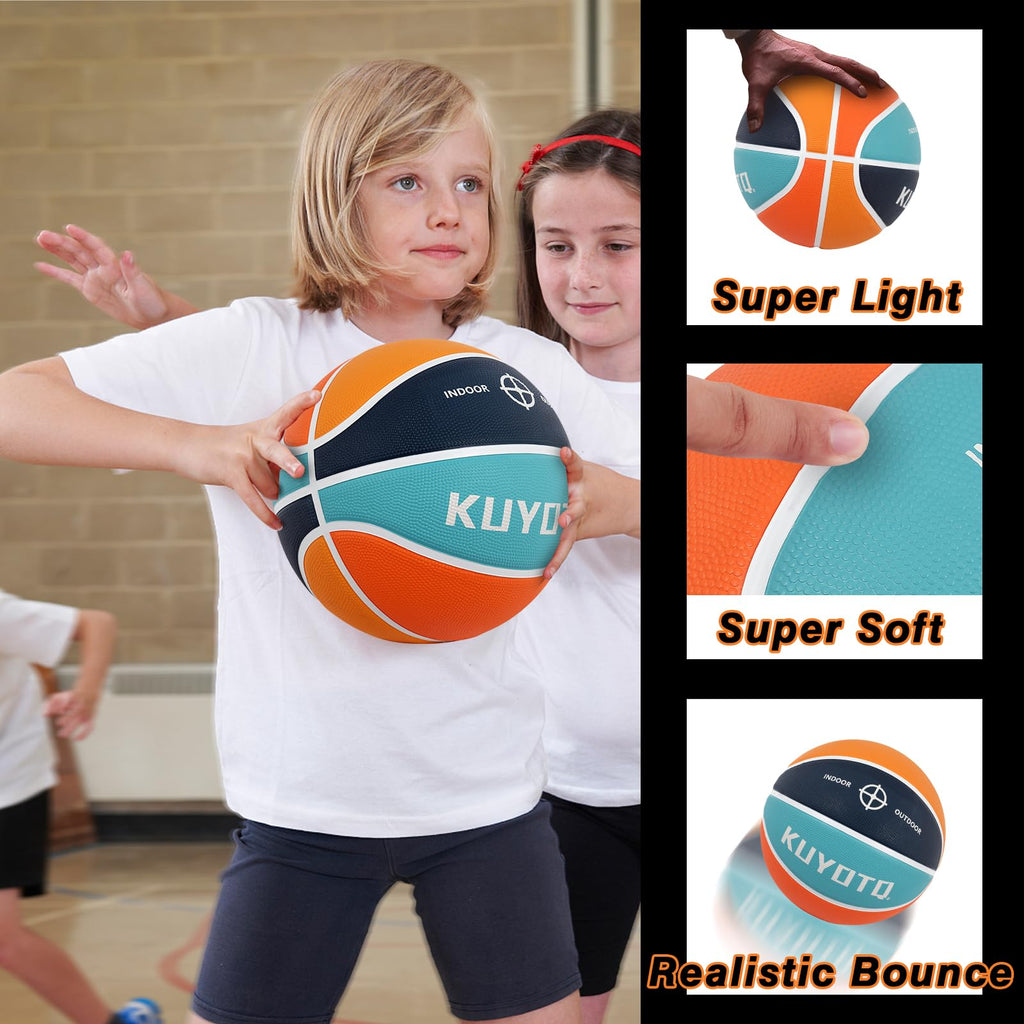 KUYOTQ Kids Youth Adult Size 3/4/5/6/7 (22/25.5/27.5/28.5/29.5") Basketball Premium Rubber or Faux Leather Basketball Indoor Outdoor Basketball for Boys Girls Womens Mens Basketball Gifts (Deflated)