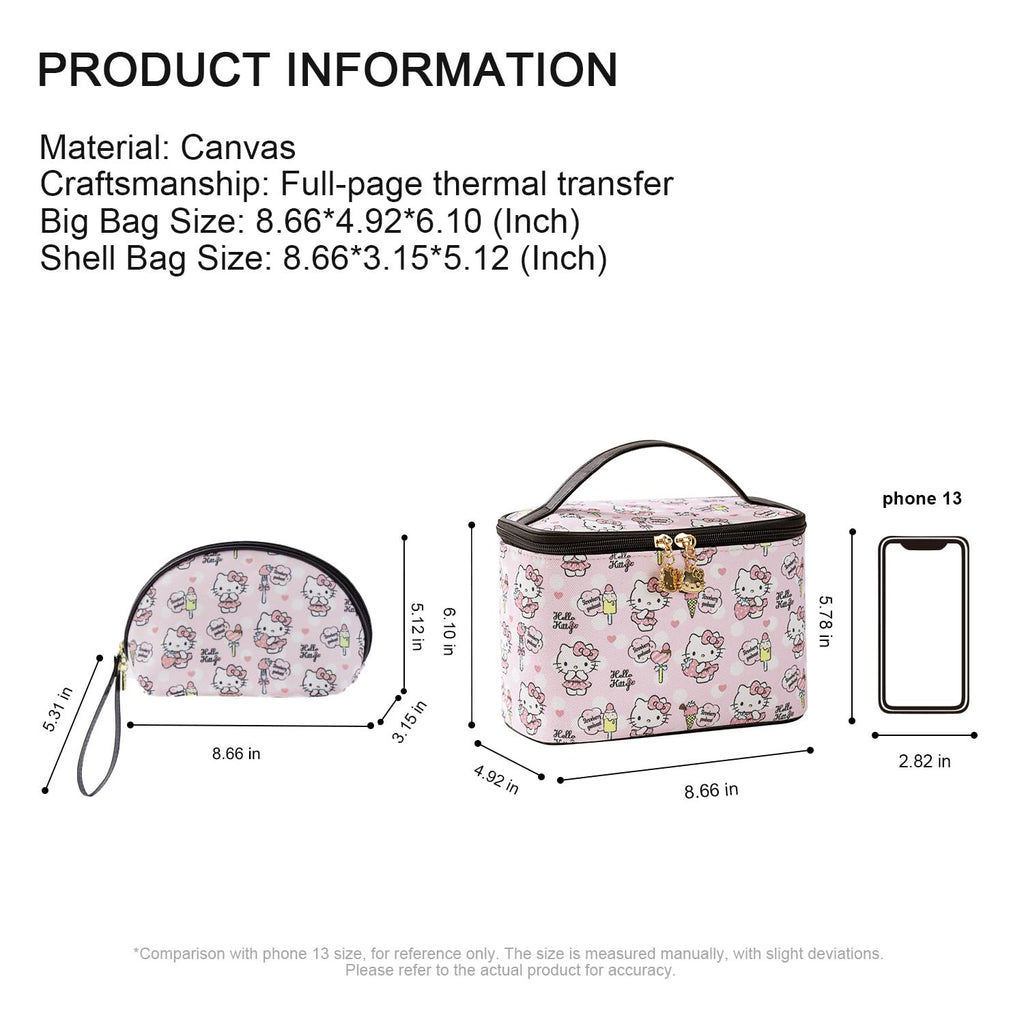 AmBealla Makeup Bag Large Waterproof Cosmetic Bags with Makeup Brush Holder,Cute Printed Makeup Organizer for Women Traveling,Portable Toiletry Bag for Girls
