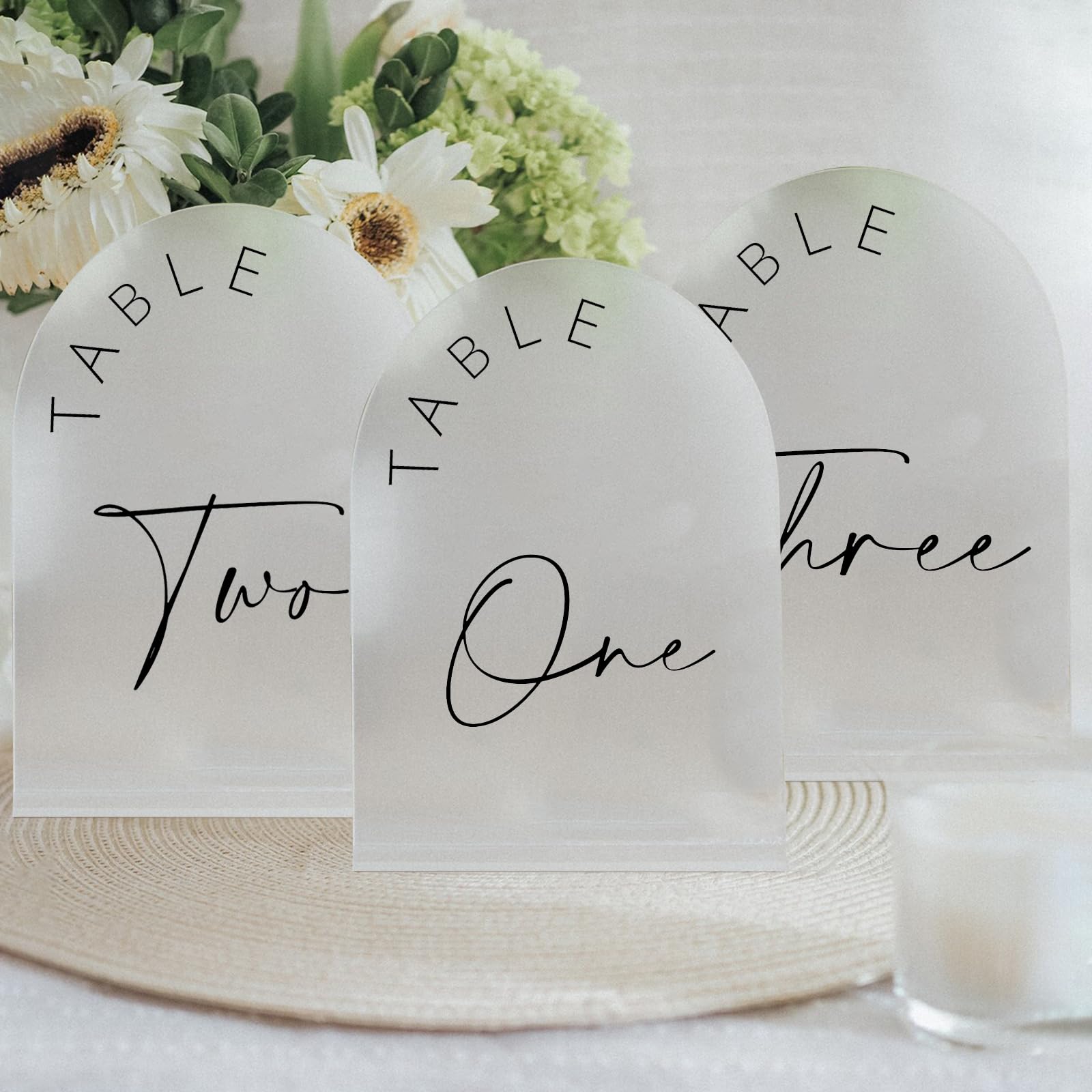 Black Arched Wedding Table Numbers 1-10 with Stands, 5x7 Inch Black Arch Acrylic Sign with Gold Letters, Acrylic Table Numbers for Wedding Reception