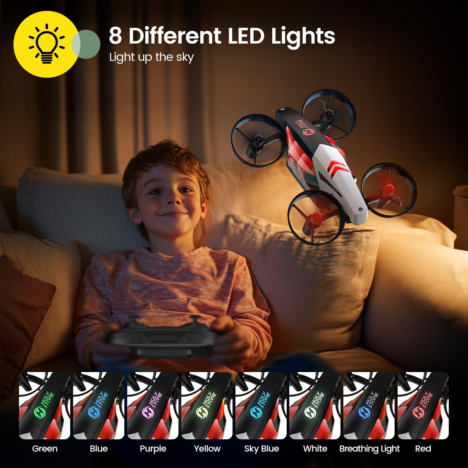 Holy Stone HS210T Drones for Kids, 2 IN1 MINI Indoor Drone with Land & Fly Mode, Four Posture Deformations RC Quadcopter with 3D Flip, Auto Hovering, Easter day& Birthday Toy Gift for Boys and Girls