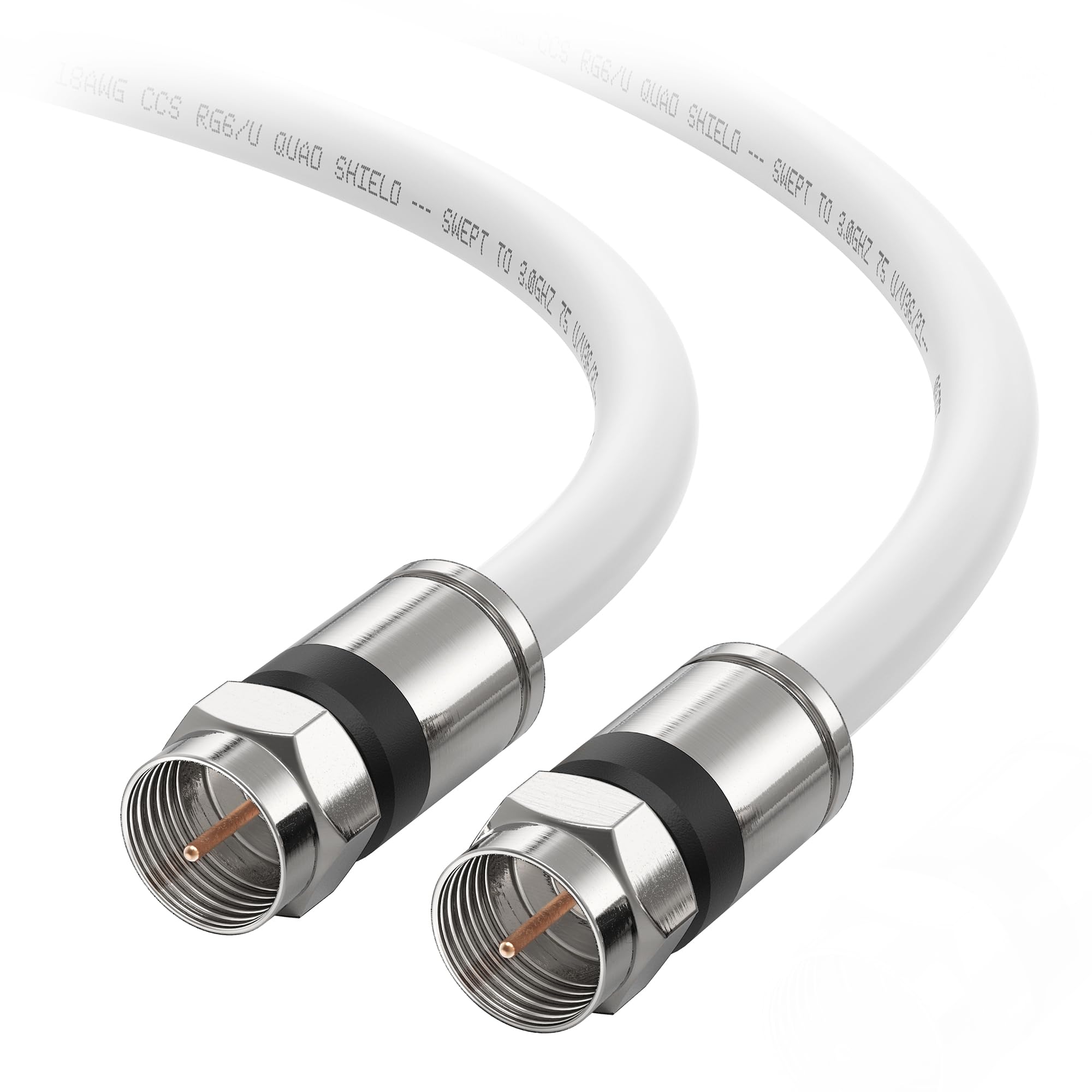 Cable Matters Short RG6 Coaxial Cable - 1.5ft, [CL2 Rated for in-Wall Use](CM) Quad Shield Coaxial Cable, RG6 Coax Cord for TV, Digital Router, Satellite Receiver and More, Black