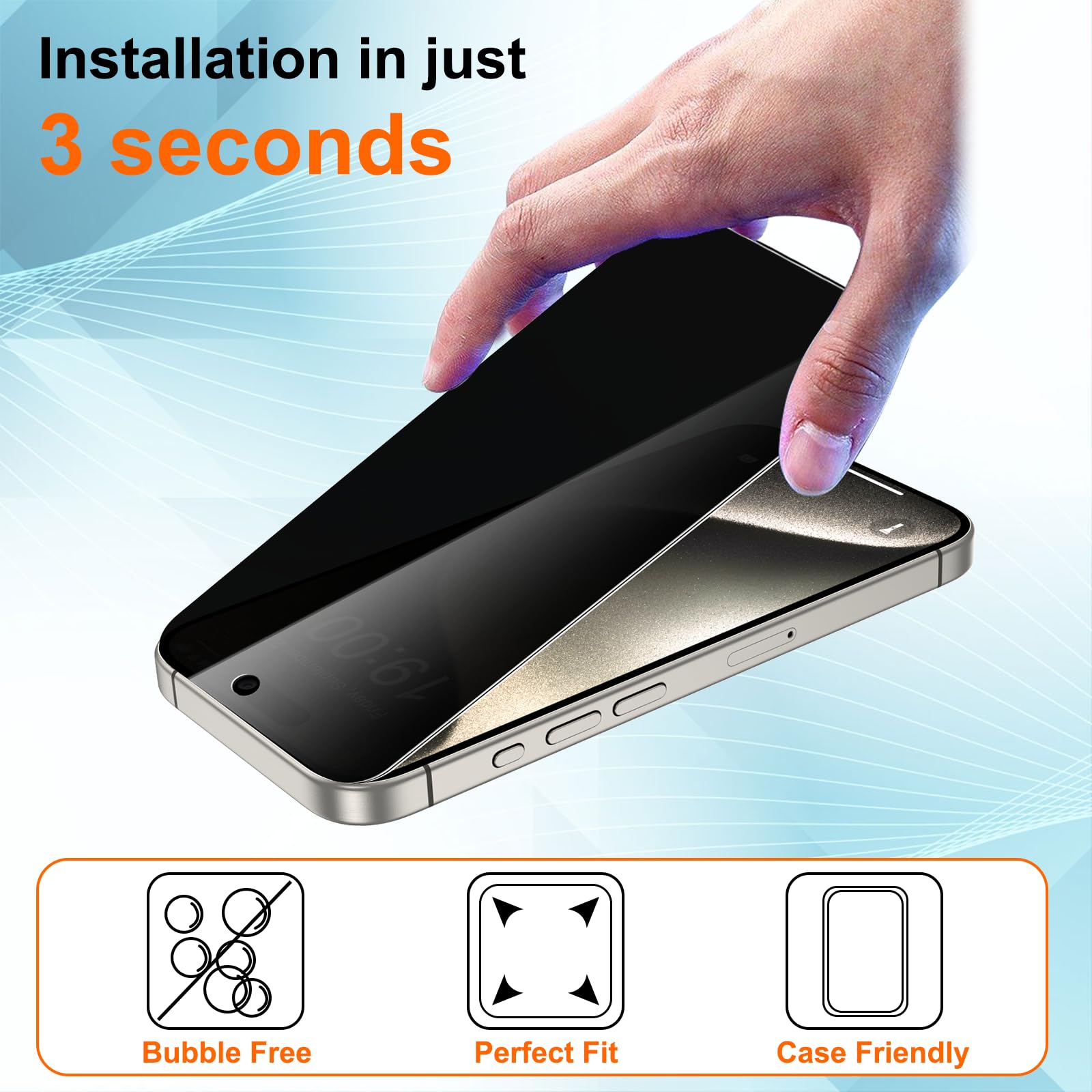 WHPXJY Privacy Screen Protector for iPhone 11 Pro Max & iPhone Xs Max (2 Pack), Tempered Glass Film with 28° Privacy Protection, Anti-Scratch, Easy Installation, Bubble-Free (Not for iPhone 11)