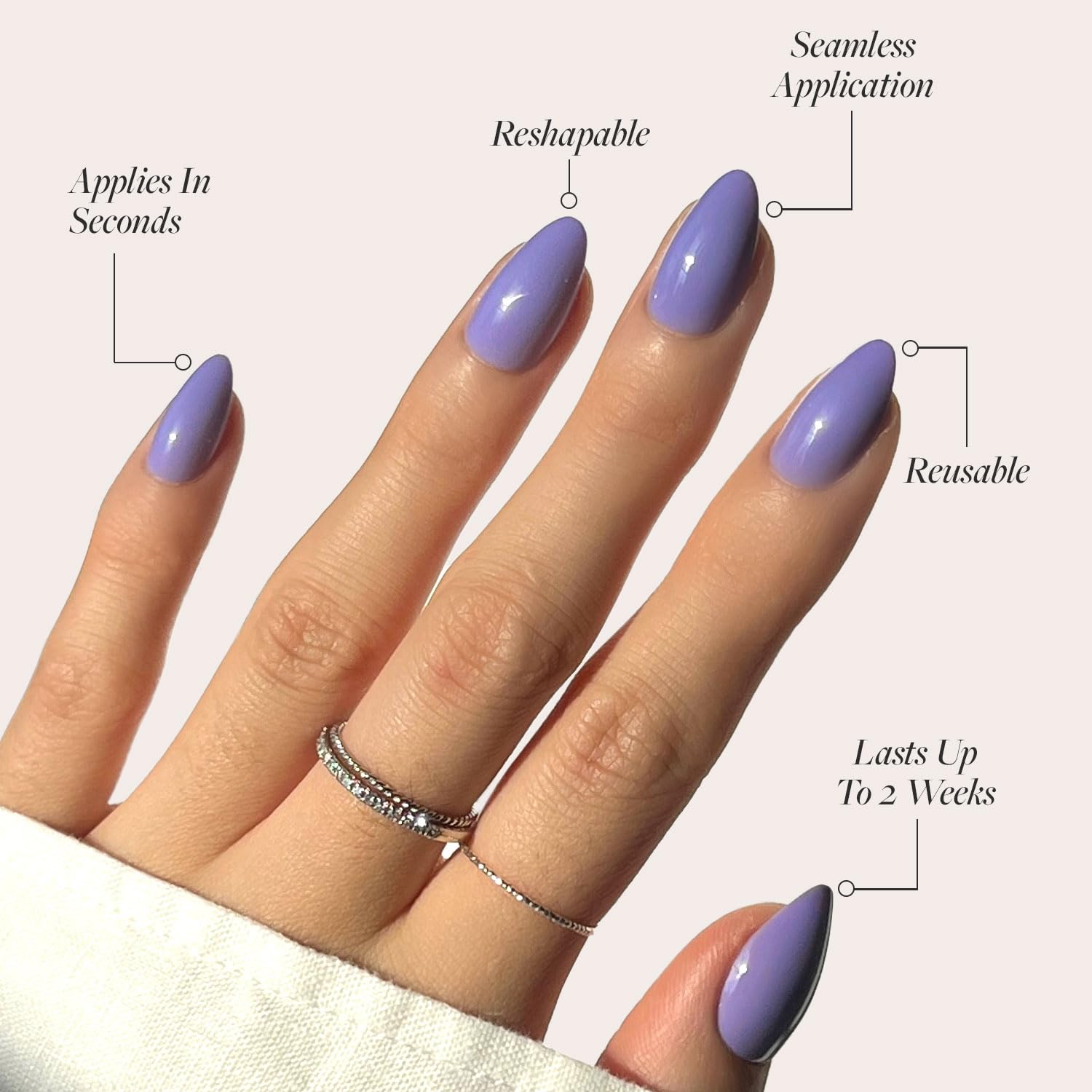 Glamnetic Press On Nails - Cashmere Blue | Opaque Soft Pale Sky Blue Short Squoval Fake Nails, Salon Quality | 15 Sizes - 30 Nail Kit
