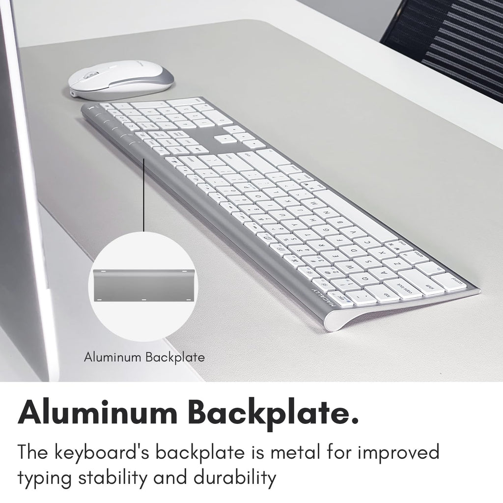 Macally Premium Bluetooth Keyboard and Mouse for Mac | Compatible Wireless Apple Keyboard and Mouse Combo (110 Keys Multi-Device Rechargeable) for MacBook Pro/Air and iMac