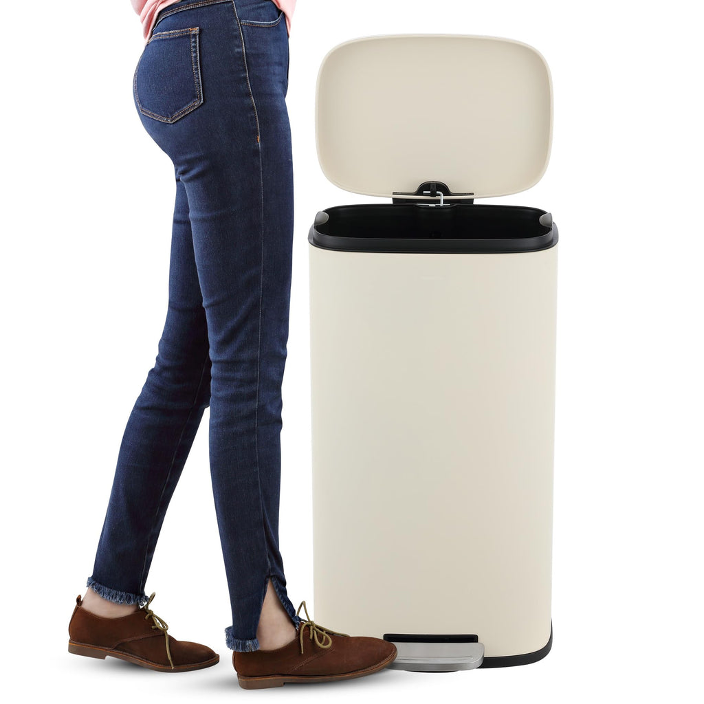 happimess HPM1006B Connor Rectangular 13-Gallon Trash Can with Soft-Close Lid and Free Mini Trash Can, Fingerprint Resistant, Modern, Minimalistic for Home, Kitchen, Office, Bathroom, Black