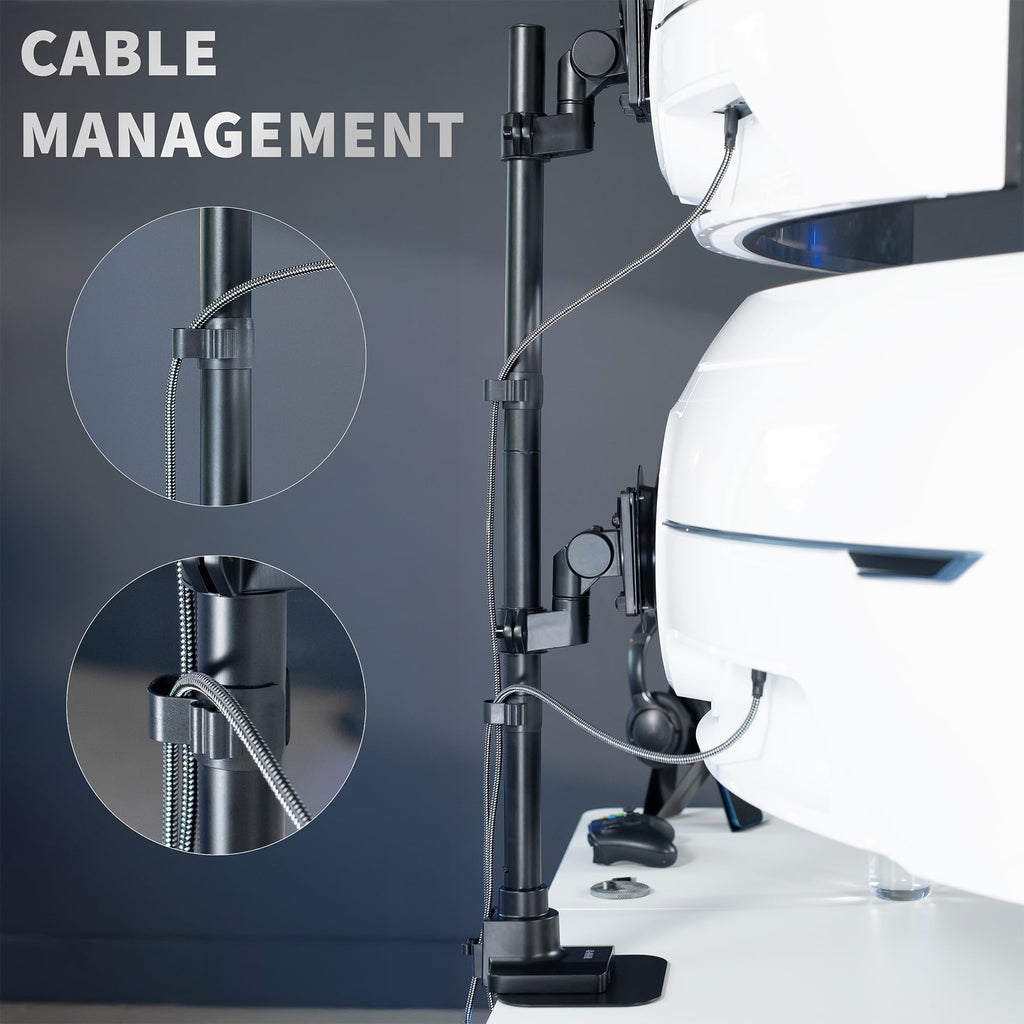 VIVO Dual Monitor Desk Mount Stand with Height Adjustment and VESA Plates for 2 LCD Ultrawide Screens up to 34 inches, Stacked Array, STAND-V002R