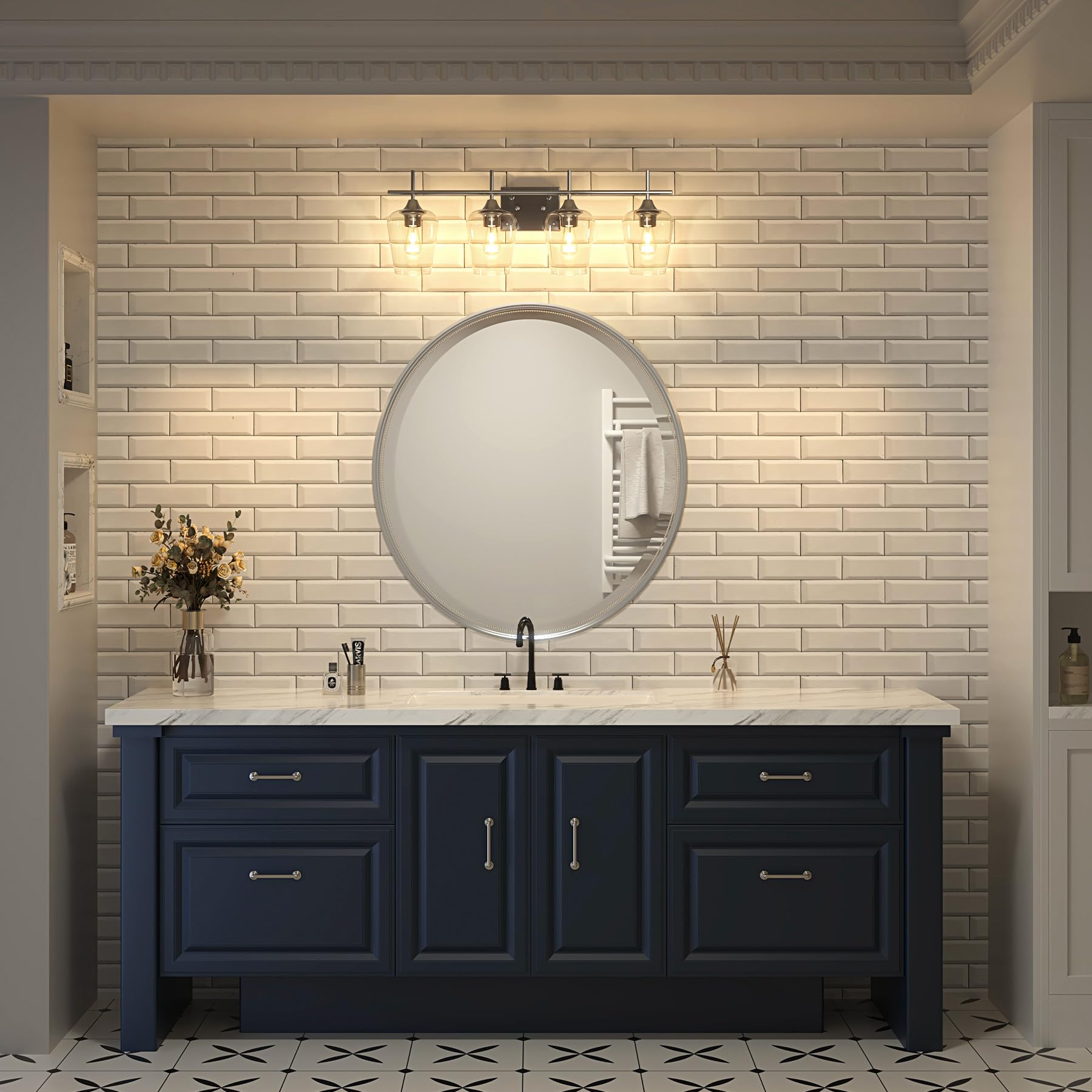 VONLUCE Bathroom Vanity Light, 2 Light Bathroom Light Fixture Over Mirror, Bathroom Wall Lamp with Clear Glass, Modern Brushed Nickel Vanity Lighting fixtures for Bathroom, Bedroom, Hallway