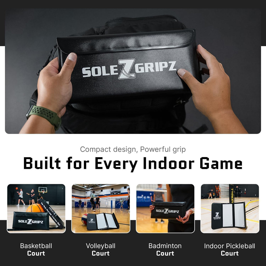 Portable Basketball & Volleyball Sticky Mat by Sola Athletics– Foldable, Reusable, Non-Slip Traction Board for Court Shoe Grip – Perfect for Hardwood Floors –60 Sticky Sheets