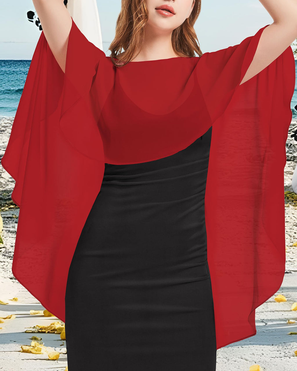 Womens Capelets Shawls and Wraps for Evening Dress Chiffon Capes Wedding Cover Up