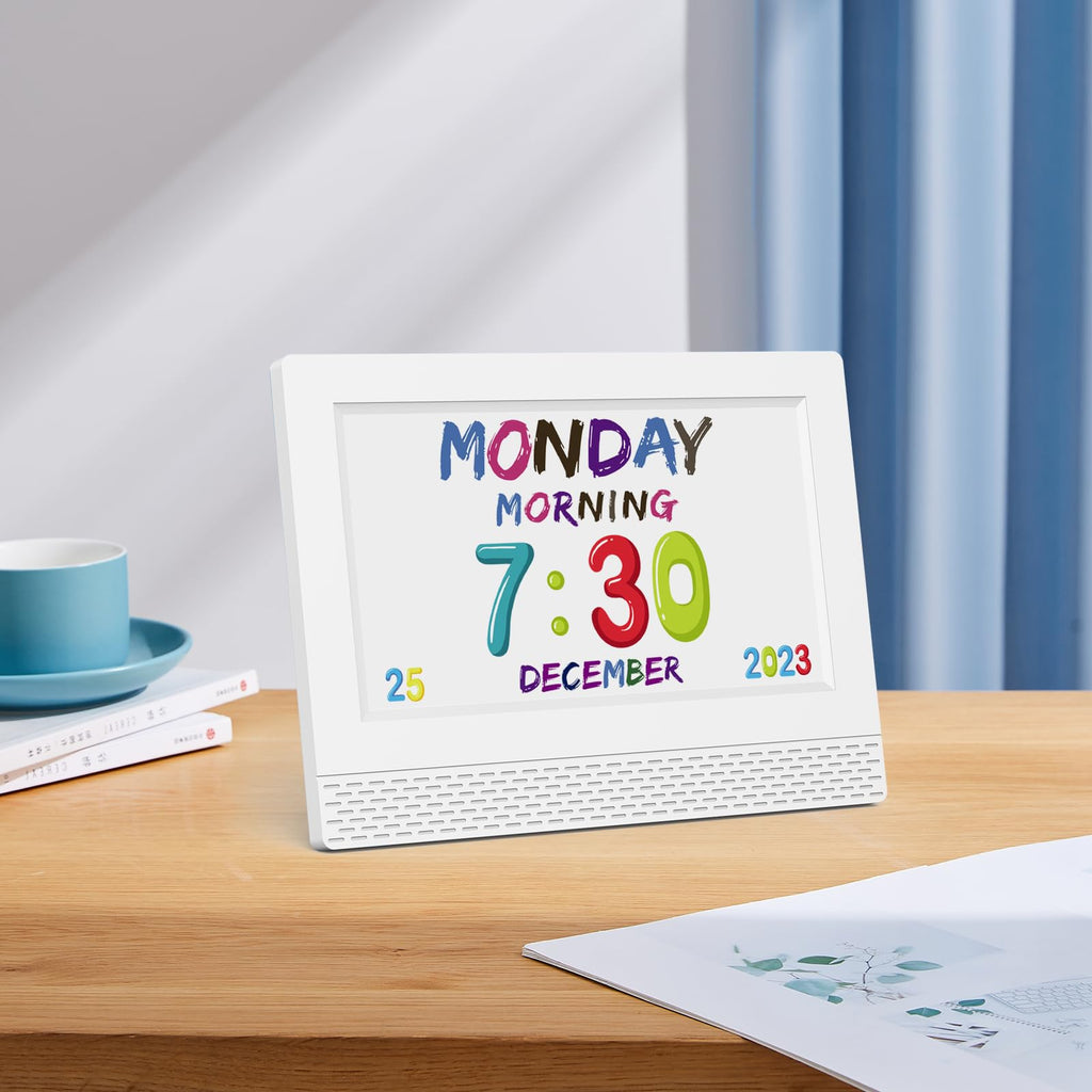 Kids Digital Alarm Clock Colorful, 7" Large LED Time Display Children's Sleep Trainer, Eye-Caring Digital Clock for Girls Boys Bedrooms Bedside, 17 Alarm Clock Settings Easy to Use Kids Birthday Gift