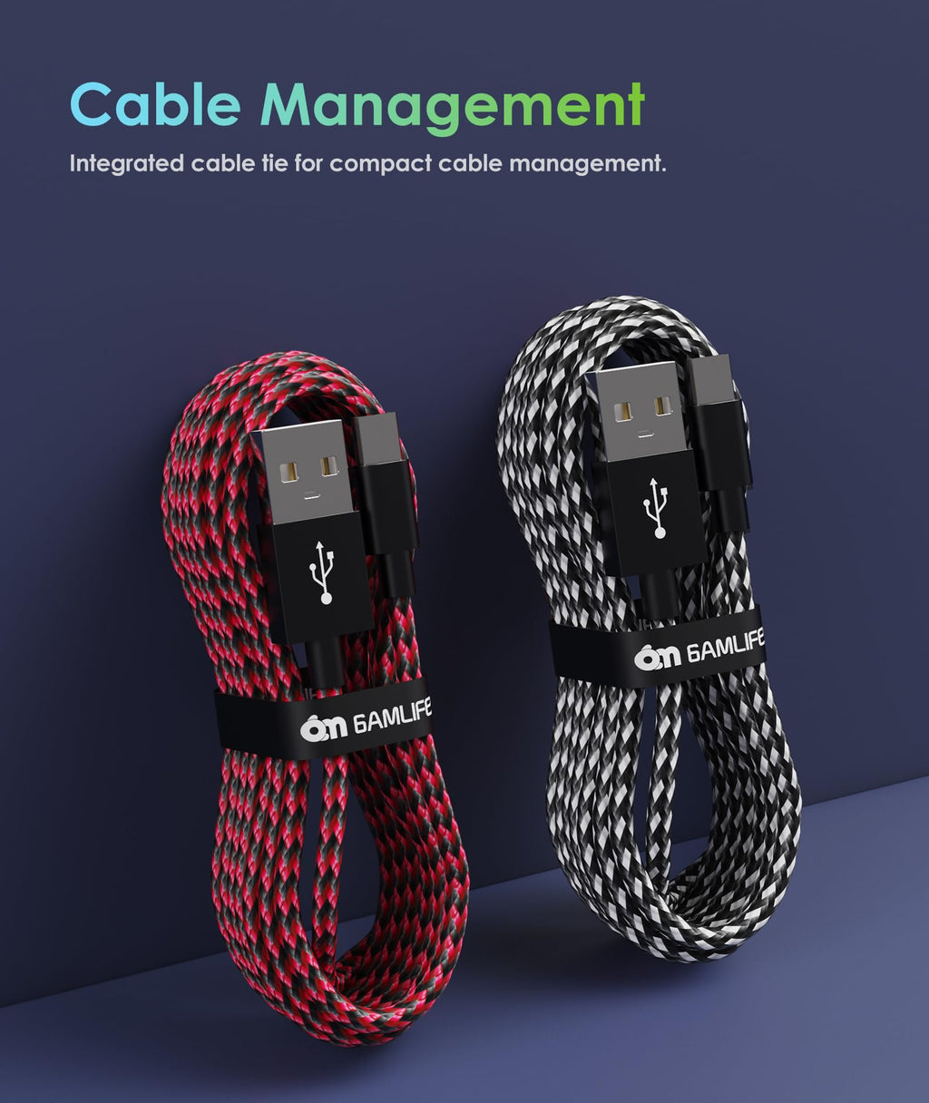 6amLifestyle PS4 Charger Cable for Controller, 2 Pack 10ft Micro USB Nylon Braided Cord, Micro USB Wire for PlayStation 4, Cables Slim/Pro, Xbox One S/X Controller, Android Phones, 2 Pack Black
