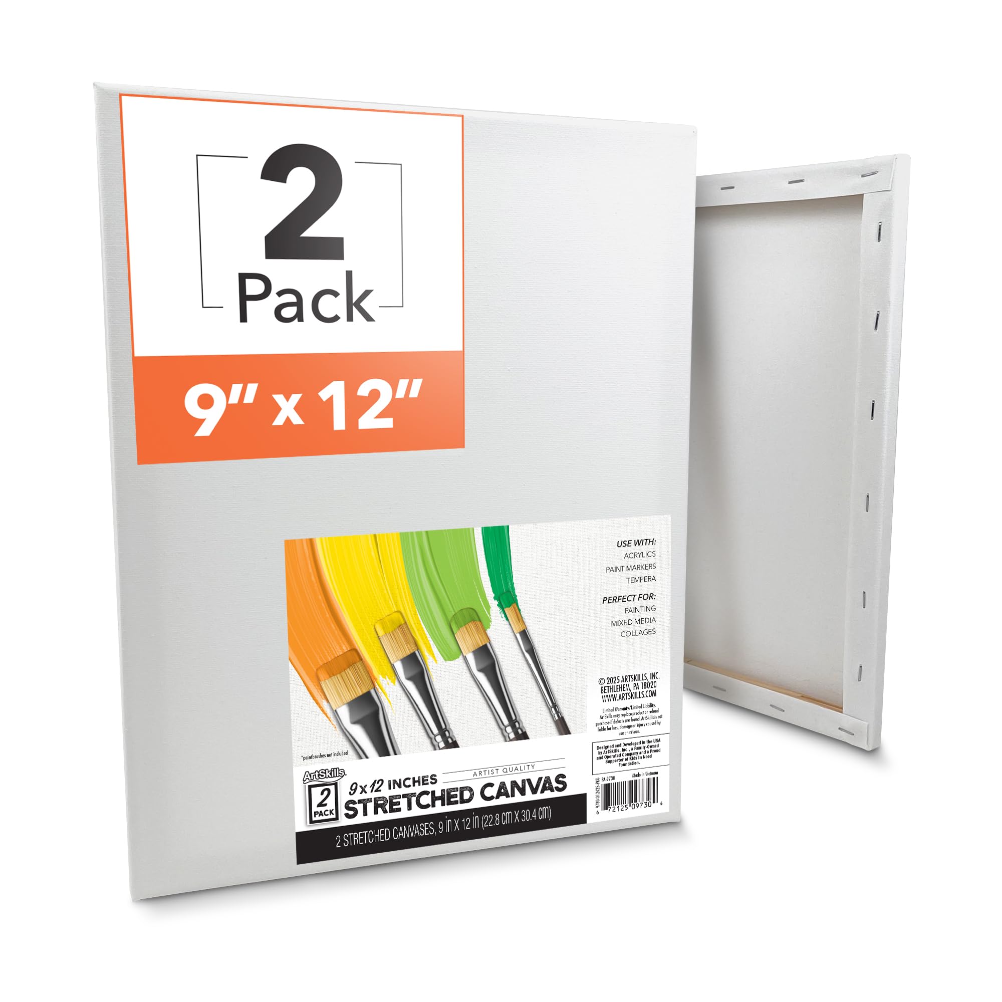 ArtSkills Stretched Canvases for Painting, 5x7 Canvas Painting Supplies for Artists, Blank Canvas Pack, 2-Pack