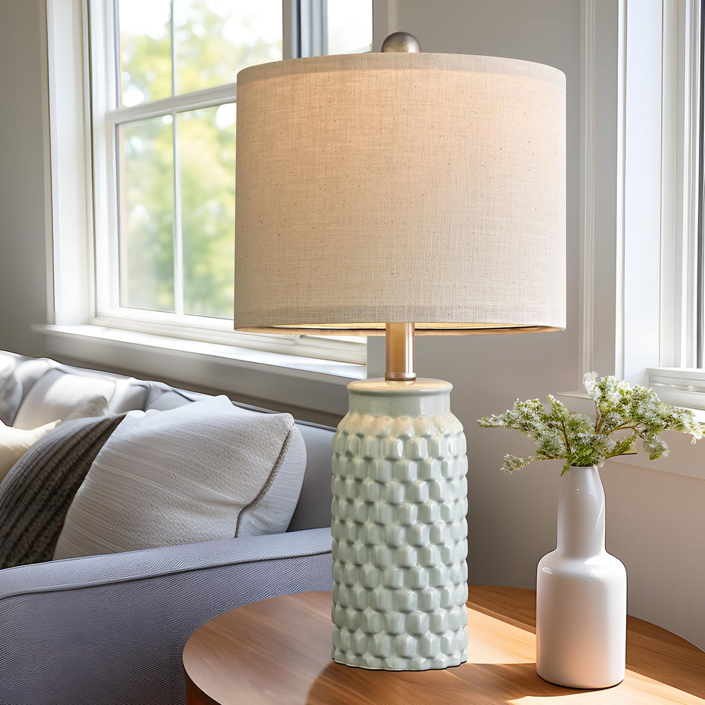 USumkky 20.5" Gold Modern Ceramic Bedside Lamp Set of 2 for Bedroom Decor Farmhouse Table Lamp for Living Room Office Dorm