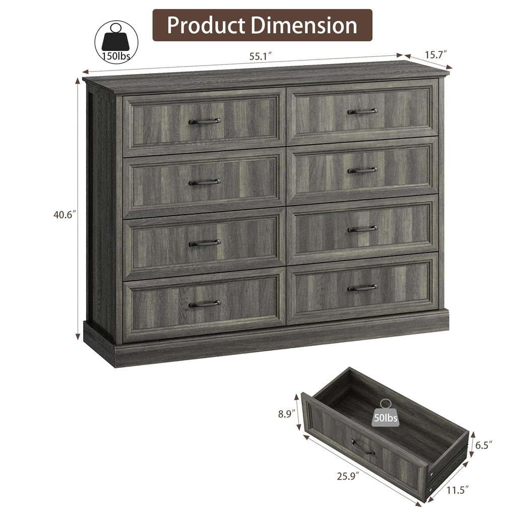 Farmhouse 5 Drawers Dresser for Bedroom, 44" Tall Brown dresser Wood Rustic Chest of Drawers with Wide Metal Handle,Natural Texture,Drawer Organizer for Bedroom,Living Room,Hallway and Entryway
