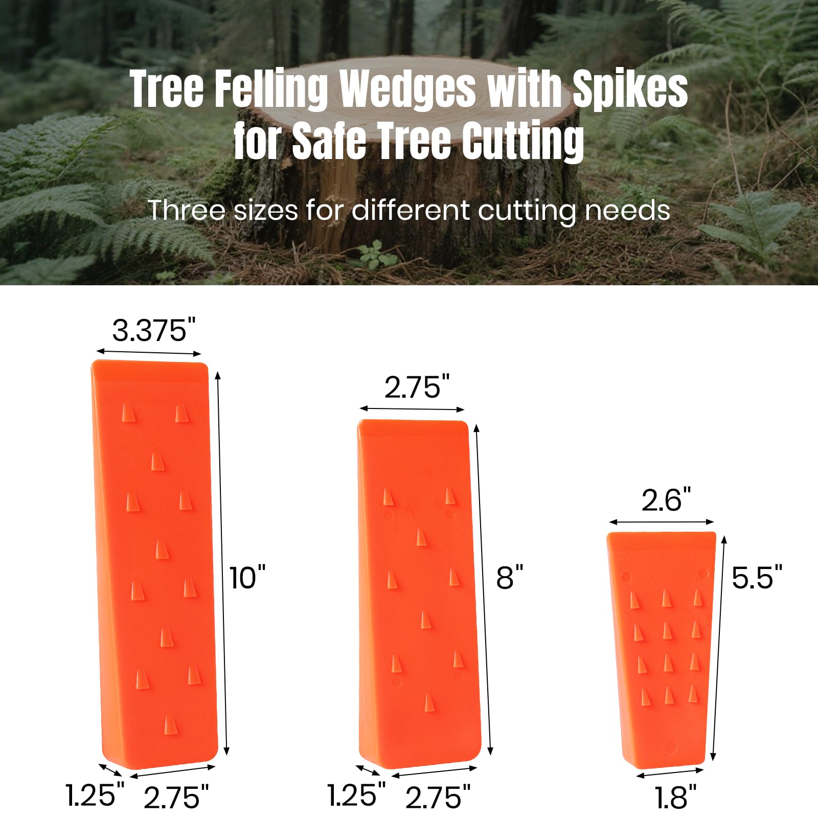 AR-PRO 6 Pack Tree Felling Wedges with Spikes for Safe Tree Cutting – 5.5” Wedges with Storage Bag; 6 Felling Dogs to Guide Trees Stabilize and Safely to Ground for Loggers and Fallers