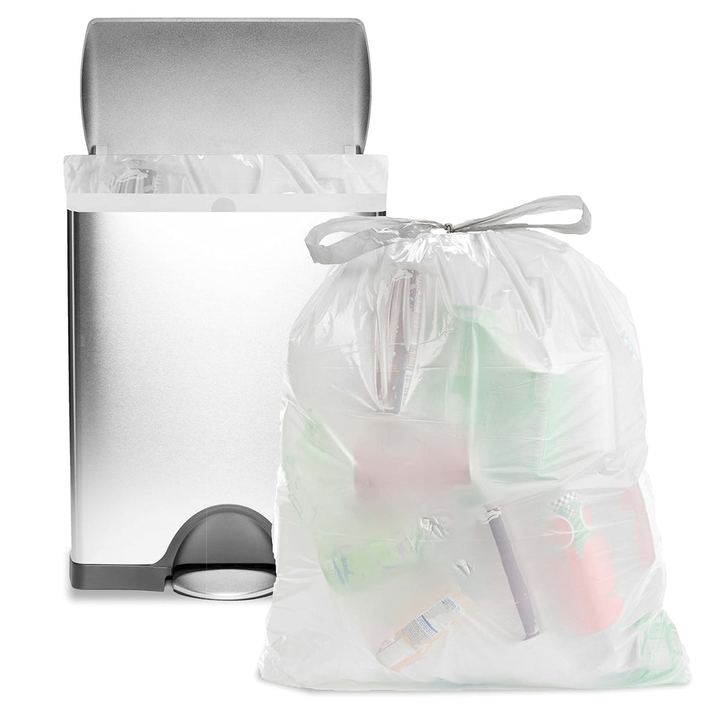 Ultrasac 18 Gallon 2.0 MIL White Drawstring Trash Bags - 25" x 28" - Pack of 50 - For Home, Outdoor, Industrial, & Commercial