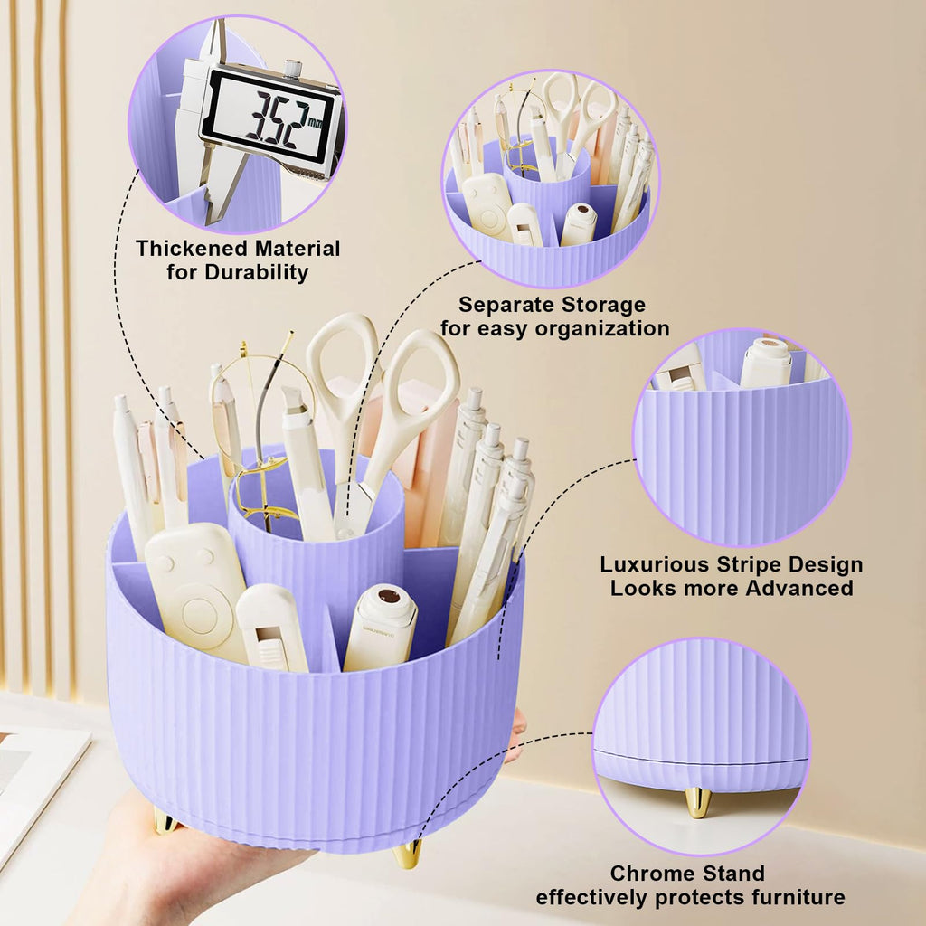 Makeup Brush Holder Organizer,360° Rotating Makeup Brush Organizer,5 Slot Make up Brushes Cup for Cosmetics, Nail Polish, Art Supply, Bathroom Vanity Desktop Organizer - Black