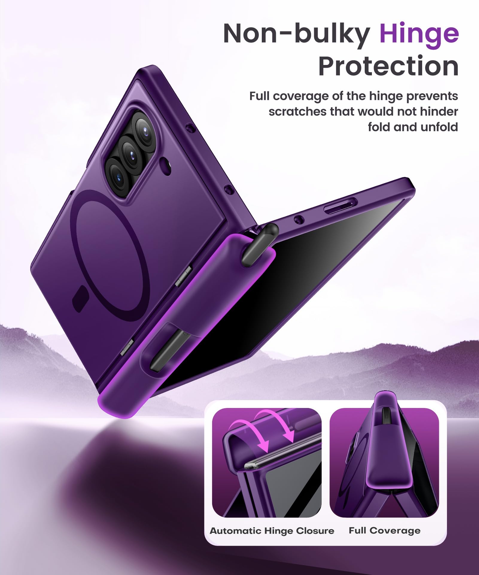 BERFY for Z Fold 6 Case with Screen Protector, [Compatible with MagSafe] Built-in Kickstand & S Pen Slot & Hinge Protection, Full Body Shockproof Phone Case for Samsung Galaxy Z Fold 6, Blue