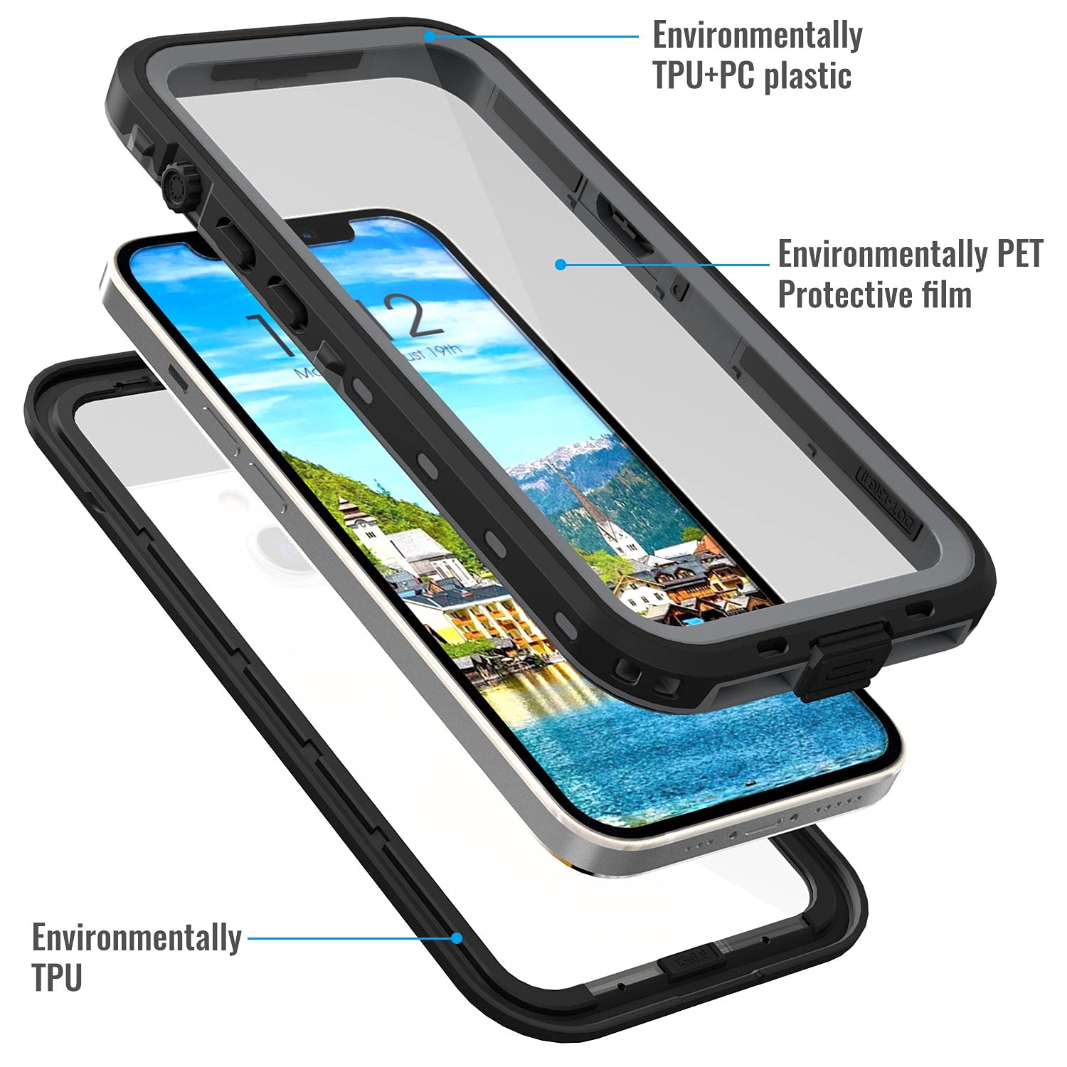 iPhone 13 Pro Case, Waterproof & Shockproof Phone Case, Full Protection, IP68, 6.1 Inch, Black