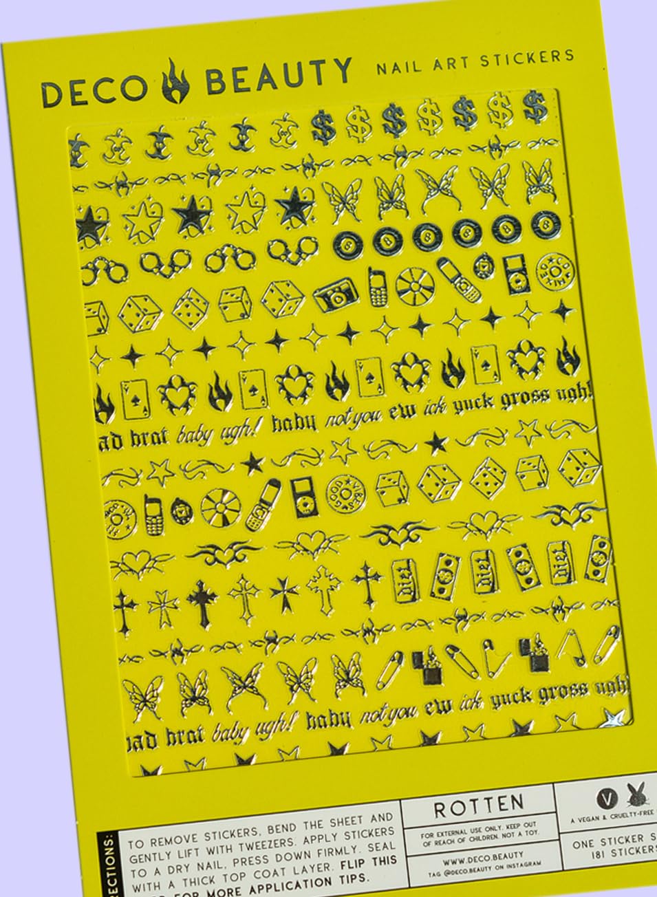 Deco Beauty 90s Baby - Super Thin & Easy-to-Apply Nail Art with The Cutest Designs - Durable & Long-Lasting Nail Art Stickers and Decals for Women, for DIY at-Home Manicures & Salon-Quality Nails