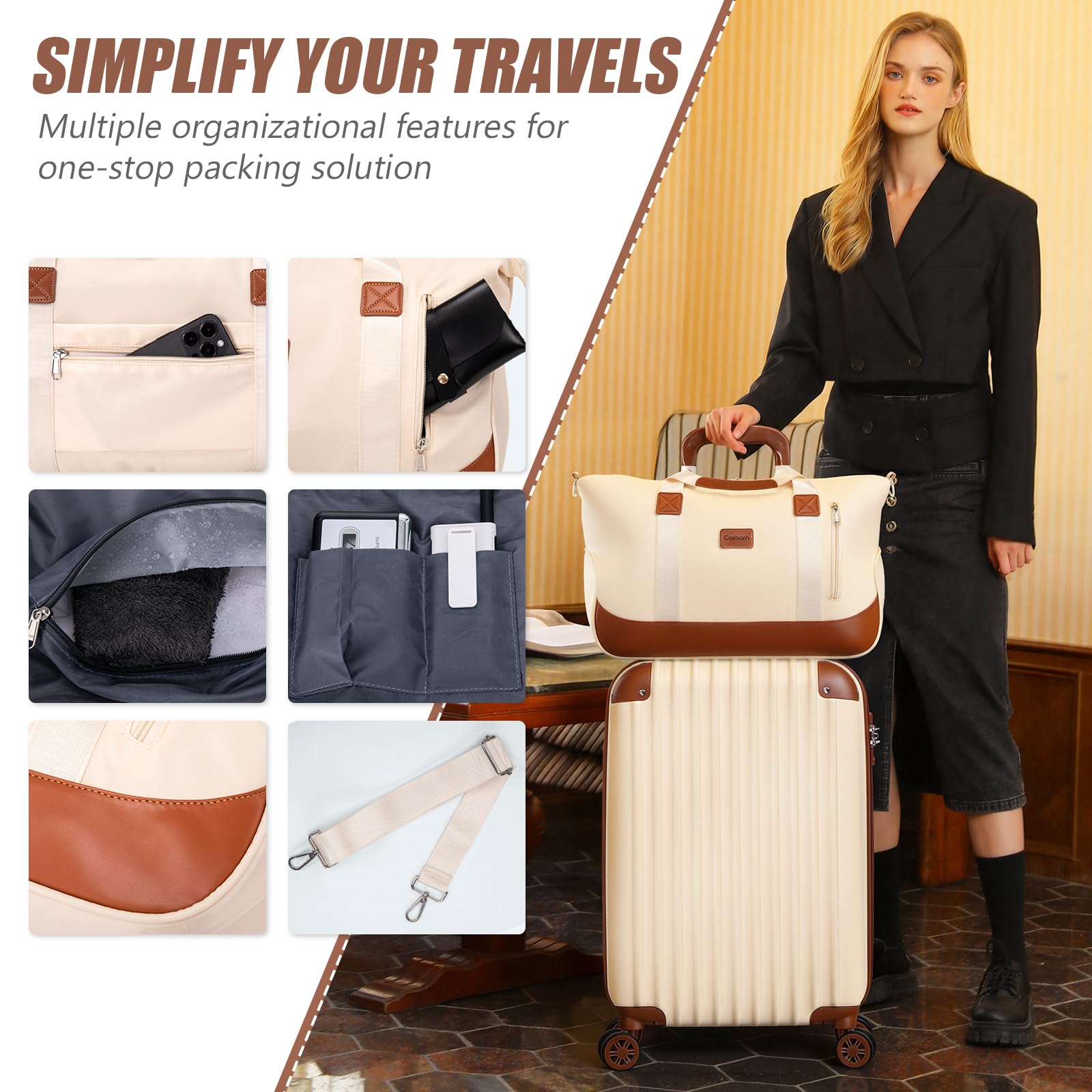 Cosbarn Luggage Sets 5 Piece Suitcases with Wheels, Suitcase Set ABS Hard Case Luggage with TSA Lock Spinner Wheels Durable Travel Luggage