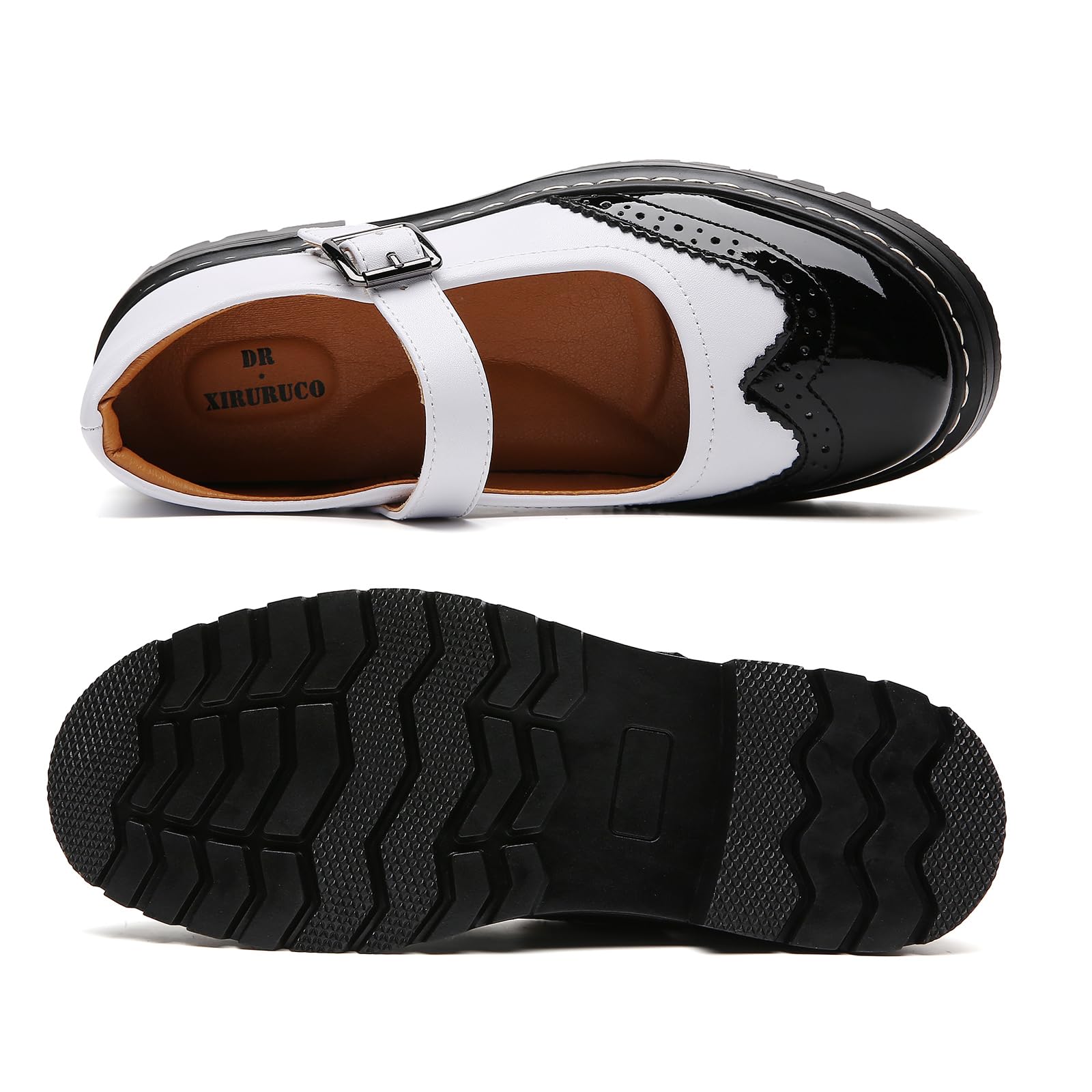 Mary Jane Shoes Women Platform Non-Slip Classics Round Toe Ankle Strap Comfort Casual Oxford Dress Work Mary Jane Flat Shoes
