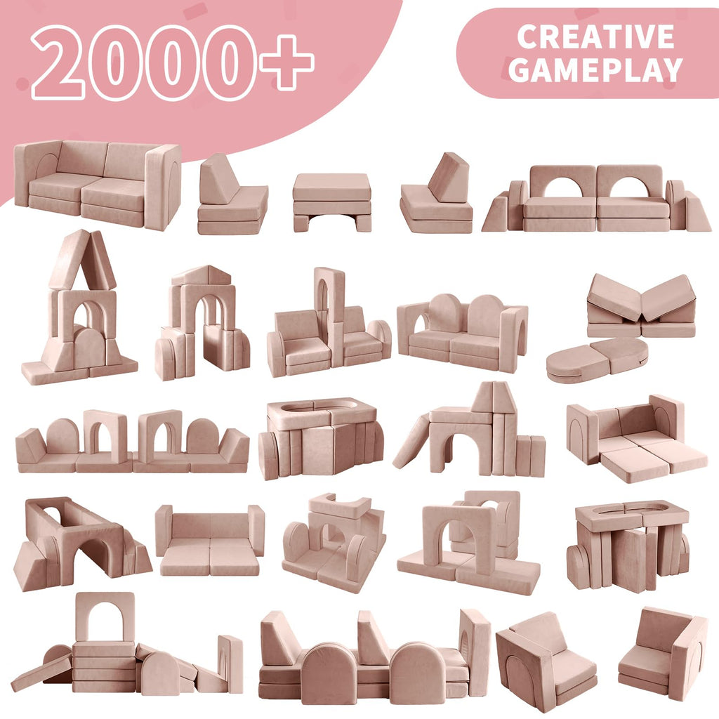 wanan Kids Couch 10PCS, Modular Kids Play Couch for Playroom Bedroom, 10 in 1 Multifunctional Kid Sofa for Playing, Creativing, Sleeping, Indoor Toddler Couches for Boys and Girls(Dark Grey)