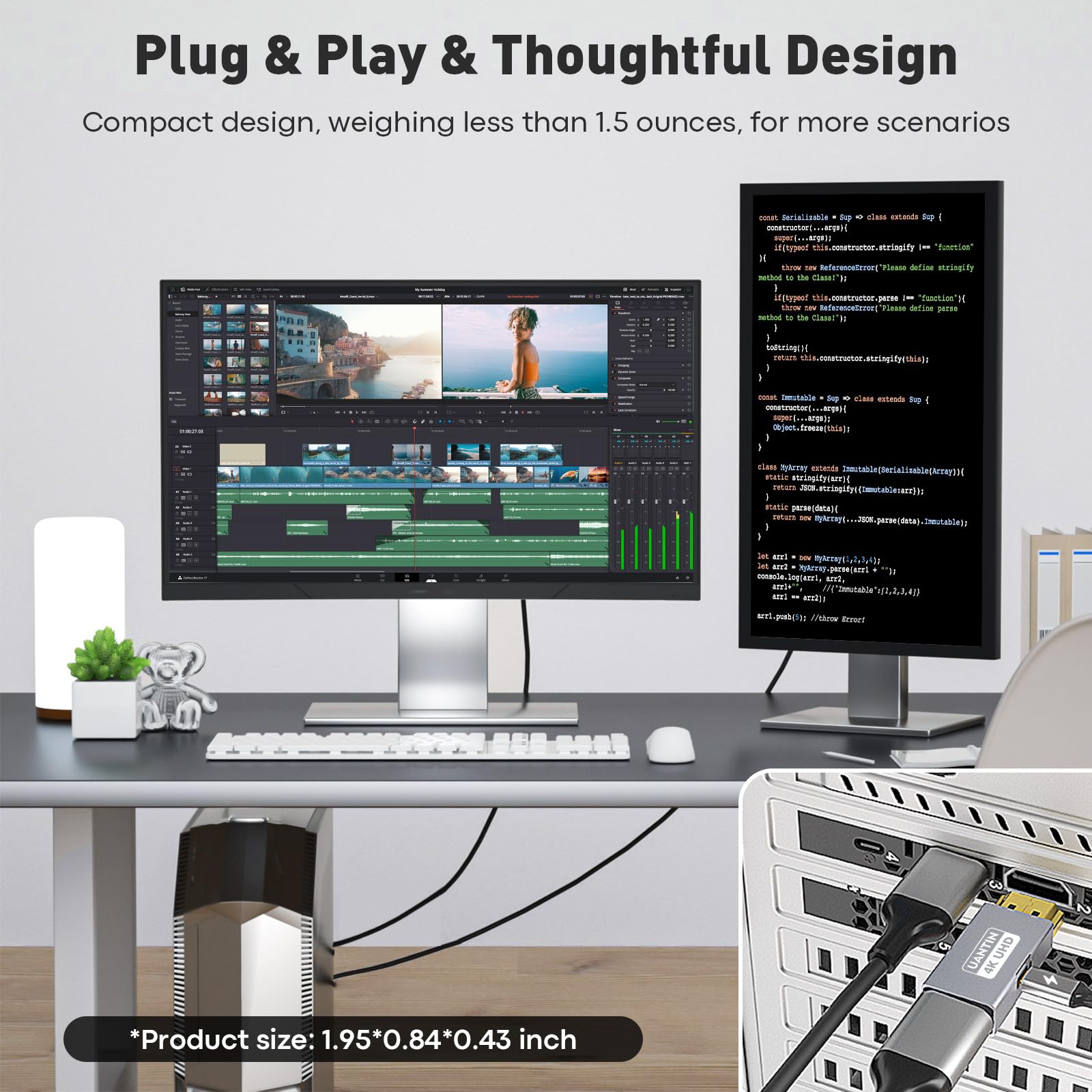 UANTIN HDMI to DisplayPort Adapter (4K 60Hz,1080p 120Hz) Uni-Directional Only, HDMI (Source) to DP (Display) Converter Male to Female for Laptop,AMD,NVIDIA,PS5,Xbox and More - 1 Pack