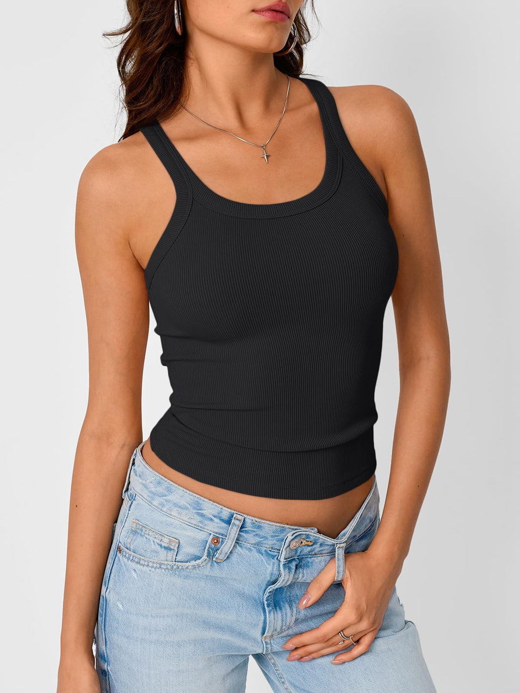 Trendy Queen Women's Tank Tops Crop Camisole Summer Fashion Sleeveless Ribbed Workout Basic Going Out Gym Spring Clothes 2026