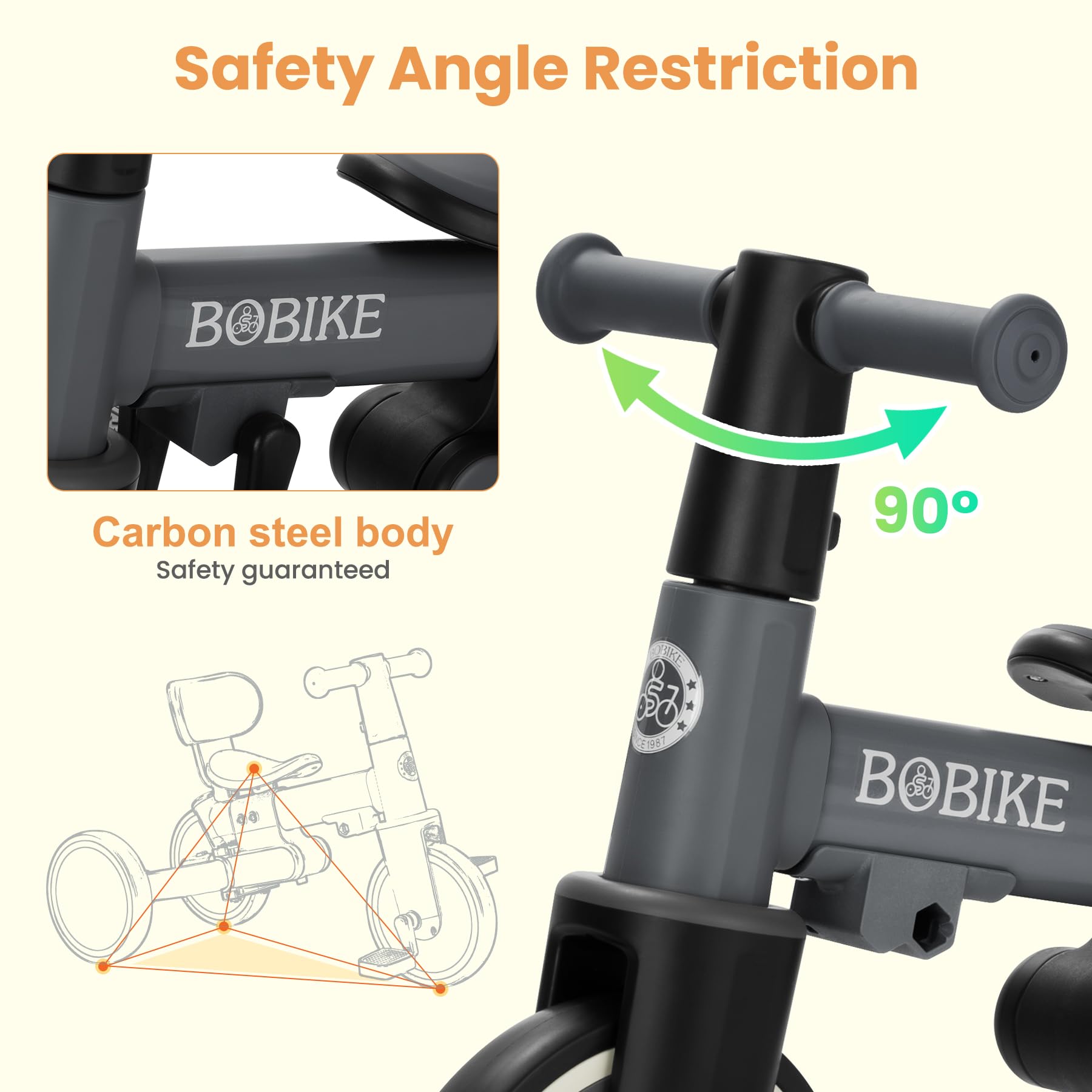 Toddler Bike with Push Handle,Tricycles for 1 to 3 Years Old, Toddler Tricycle with Push Handle for Boy Girl, Baby Balance Bike with Adjustable Seat Height and Removable Pedal (Black)
