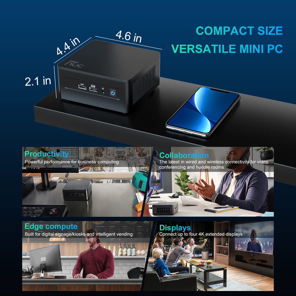 Intel NUC 11 NUC11PAHI5 Panther Canyon Mini PC, Core i5-1135G7, 16GB RAM, 512GB SSD, Mini Computers Windows 11 Pro for Business Home Office, Support 8K/Wifi 6/4K Quad Display/Bluetooth 5/Thunderbolt 3
