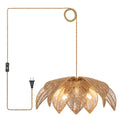 Farmhouse Chandeliers for Dining Room, 3-Light Rattan Boho Chandelier Light Fixture Hand Woven Wicker Pendant Light 24", Coastal Hanging Pendant Light for Kitchen Island Bedroom Living Room