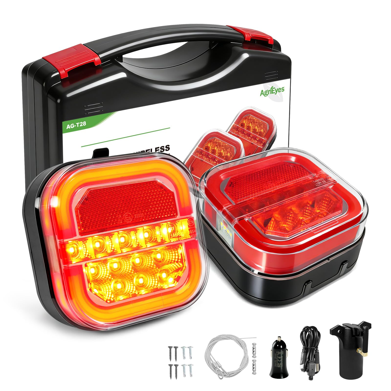 Agrieyes Halo Wireless Trailer Lights, 2 Mounting Options Magnetic Trailer Light for Towing, Portable LED Tow Lights Kit for Trucks, Boat, RV Amber