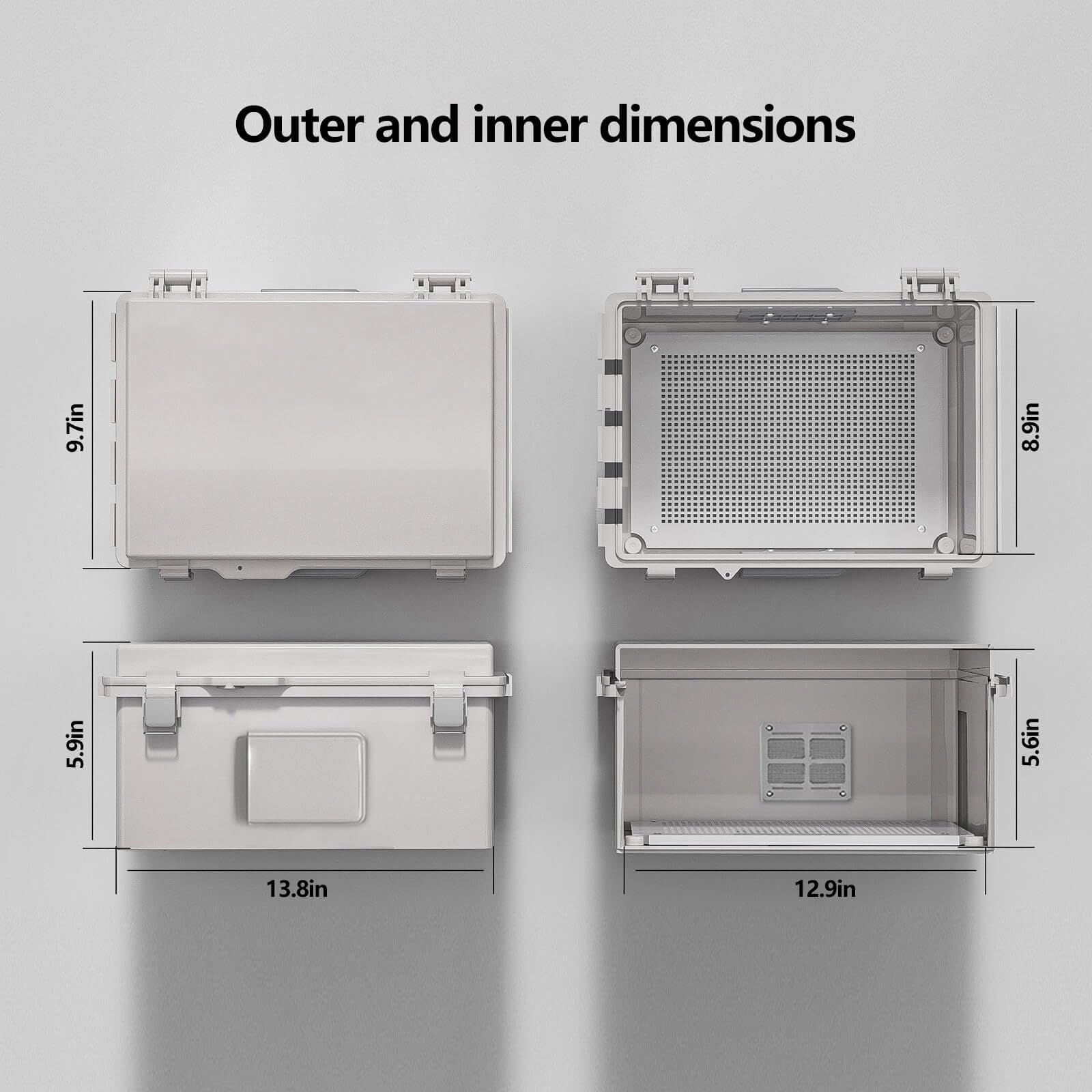 ABS Electrical Junction Box, Ventilated Design, Cable Grommets, IP65 Waterproof Enclosure, Indoor/Outdoor Use with Mounting Panel. (Clear Cover, 8.7"x6.7"x4.3")