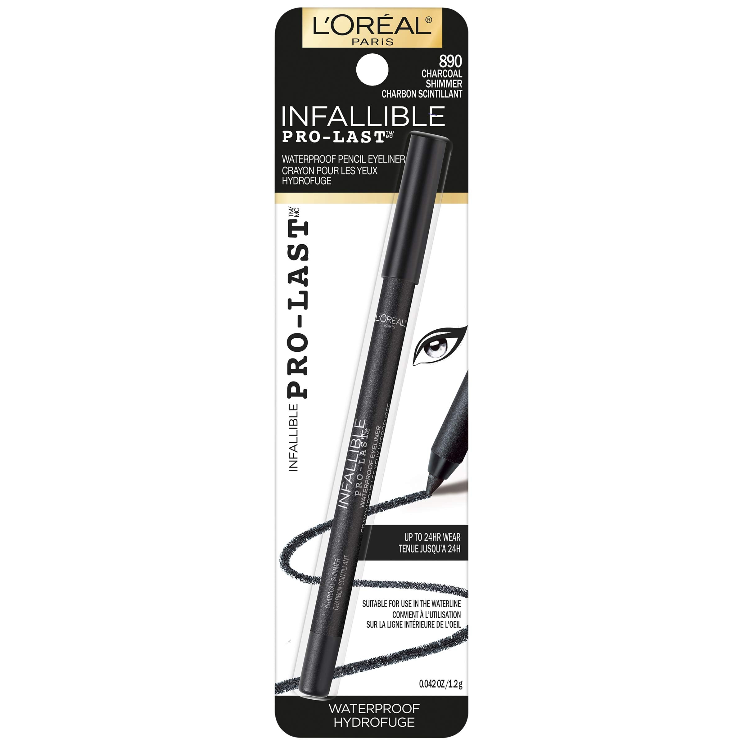 L'Oreal Paris Makeup Infallible Pro-Last Pencil Eyeliner, Waterproof and Smudge-Resistant, Glides on Easily to Create any Look, Aubergine, 0.042 oz.