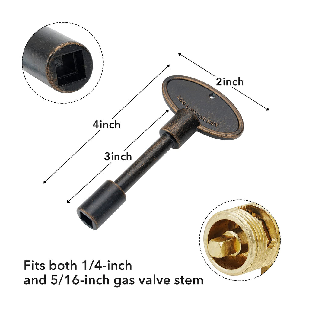 Stanbroil 3-Inch Gas Valve Key Fits 1/4" and 5/16" Turn Ball Valve for Gas Fire Pits and Fireplaces, Polished Chrome