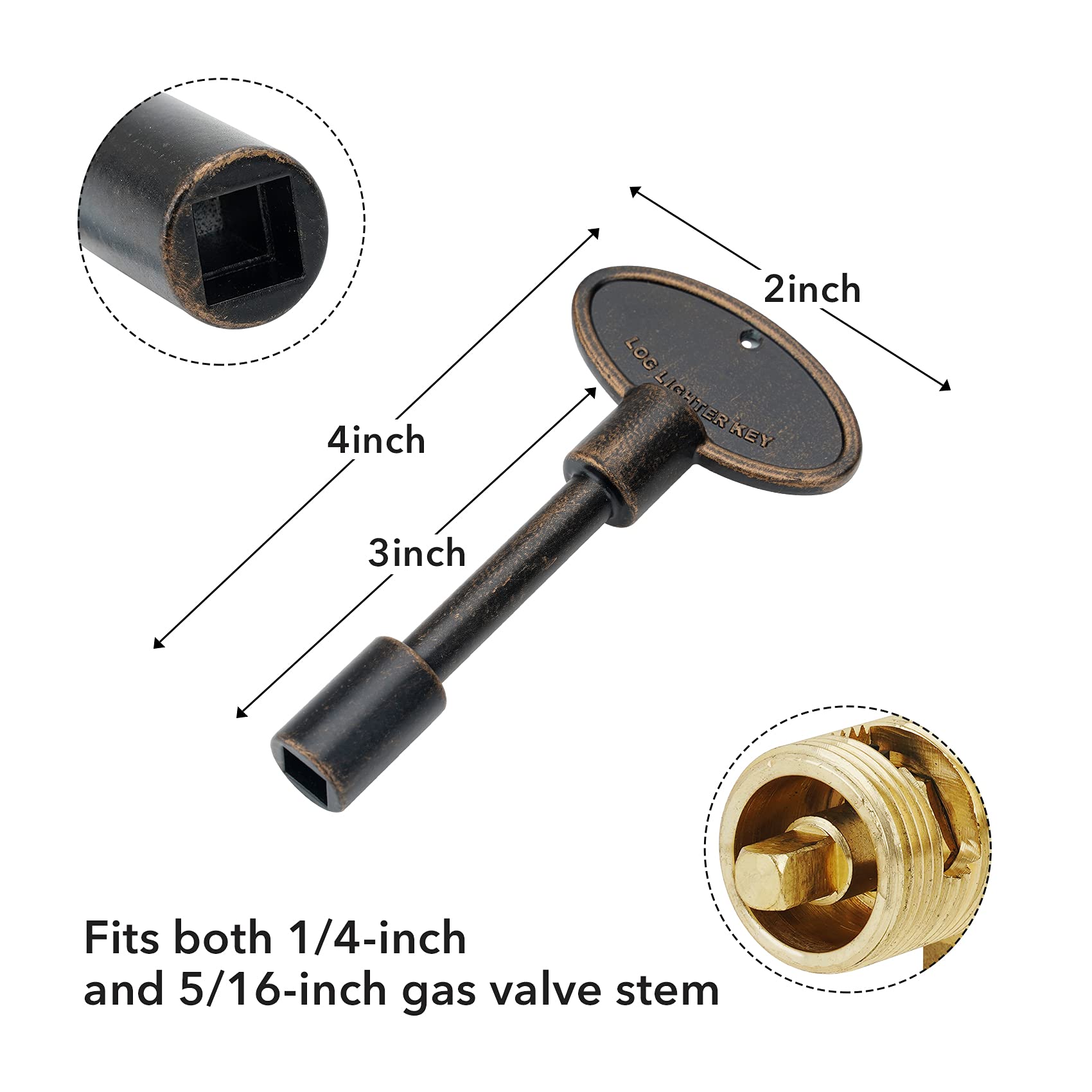 Stanbroil 3-Inch Gas Valve Key Fits 1/4" and 5/16" Turn Ball Valve for Gas Fire Pits and Fireplaces, Polished Chrome