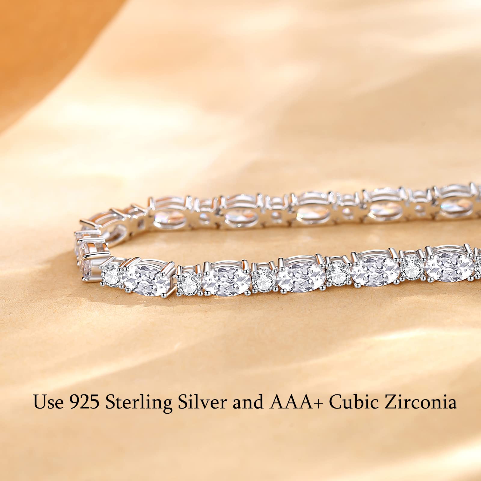 FANCIME Birthstone Bracelets Sterling Silver Tennis Bracelets Charm Fine Jewelry Birthday Gifts for Women 7"