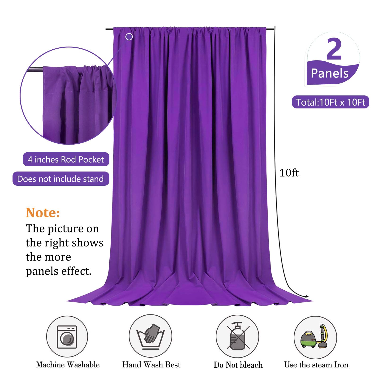 10 x 10 Feet Black A Backdrop Curtain for Partie, Background Curtains for Photoshoot, Birthday, Wedding, Halloween, Thanksgiving, Christmas, New Year Party Decorations 5Ft x 10Ft, 2 Panels