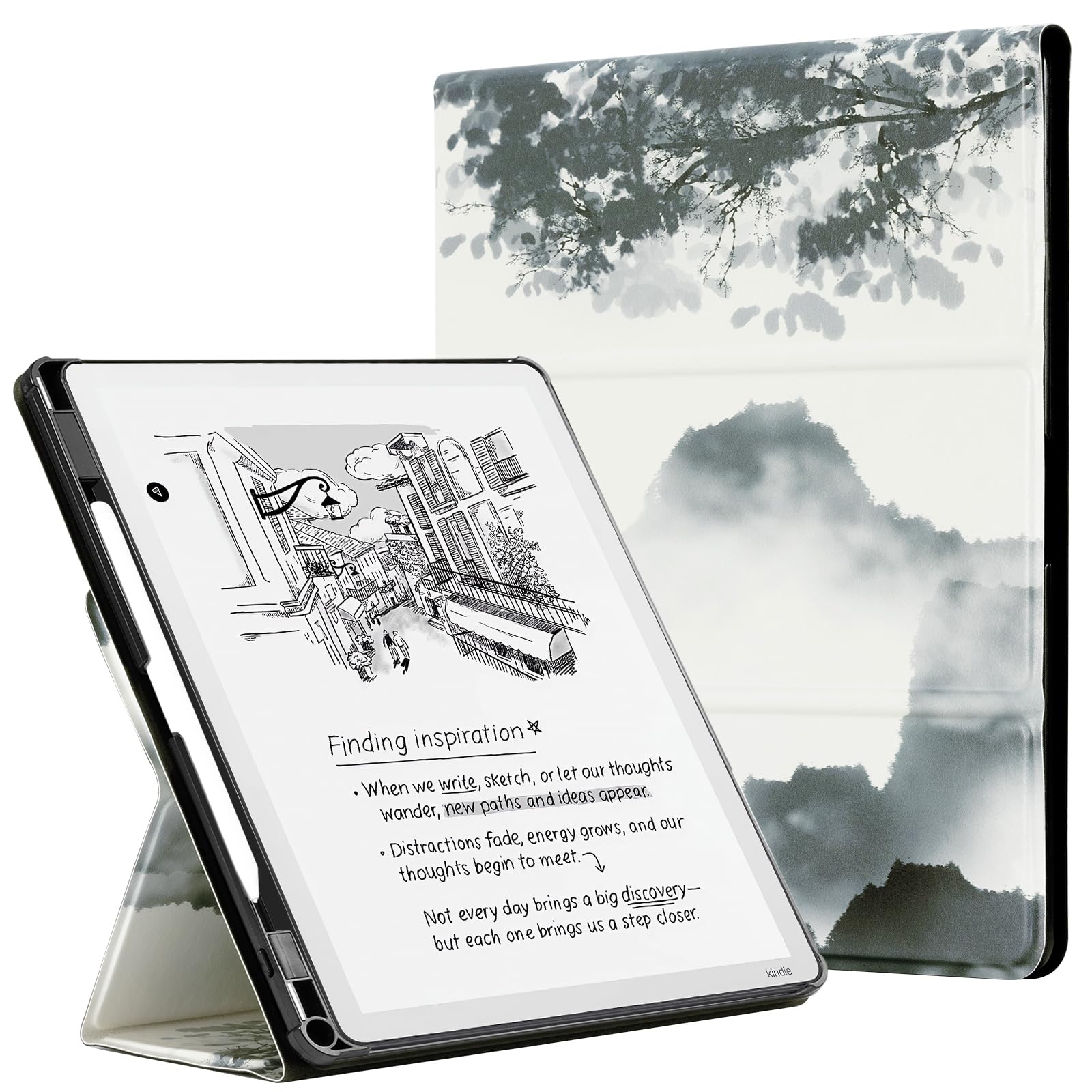 CoBak Stand Case for Kindle Scribe - Premium Folio Leather Cover with Pen Holder, Auto Sleep/Wake - Compatible with 10.2 Inch Kindle Scribe (2022/2024 Release)