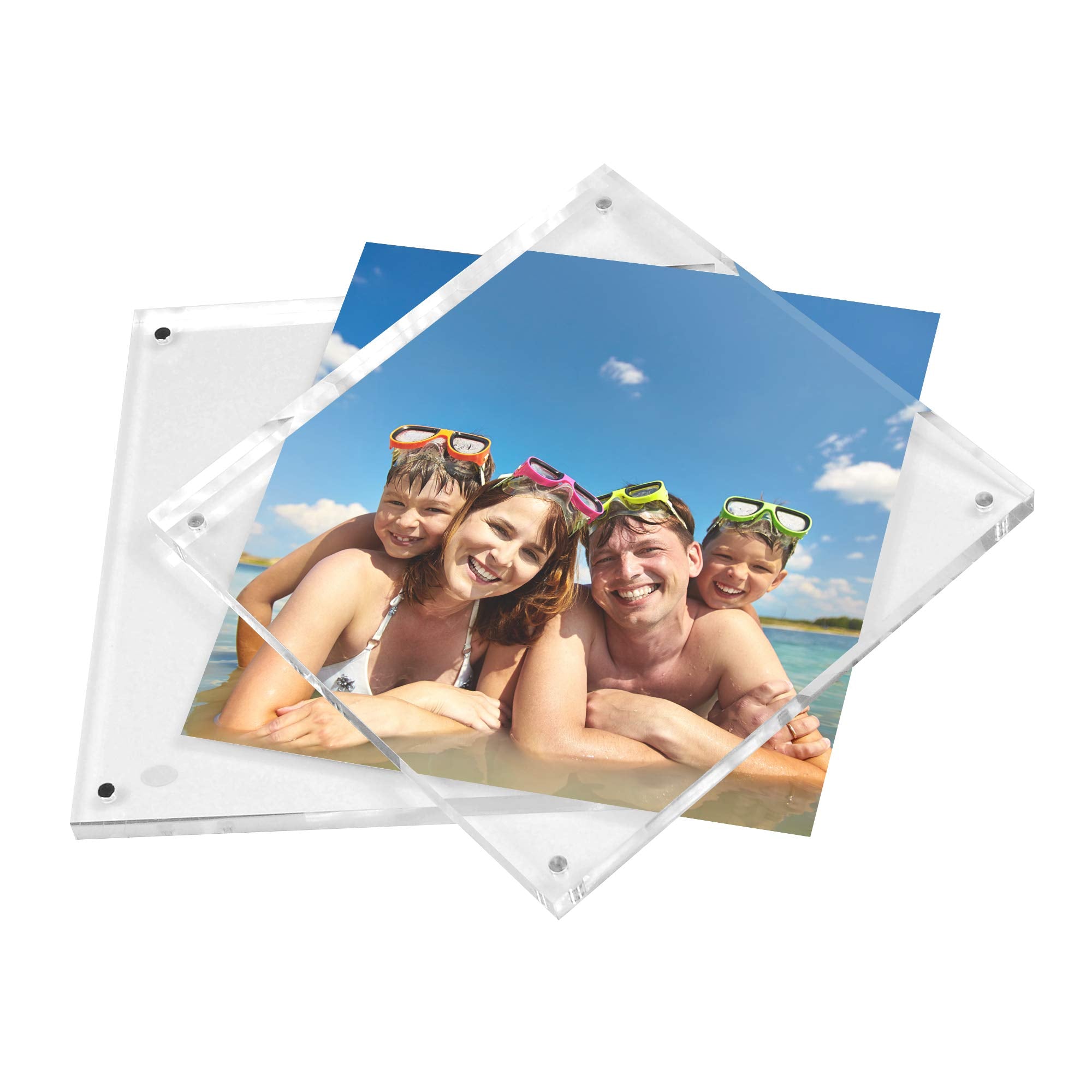 Americanflat 3.5x5 Acrylic Picture Frame - Double Sided Frames with Magnetic Corners - Transparent Acrylic Frames for Desk or Tabletop Display - 3.5x5 Picture Frame with Microfiber Cloth Included