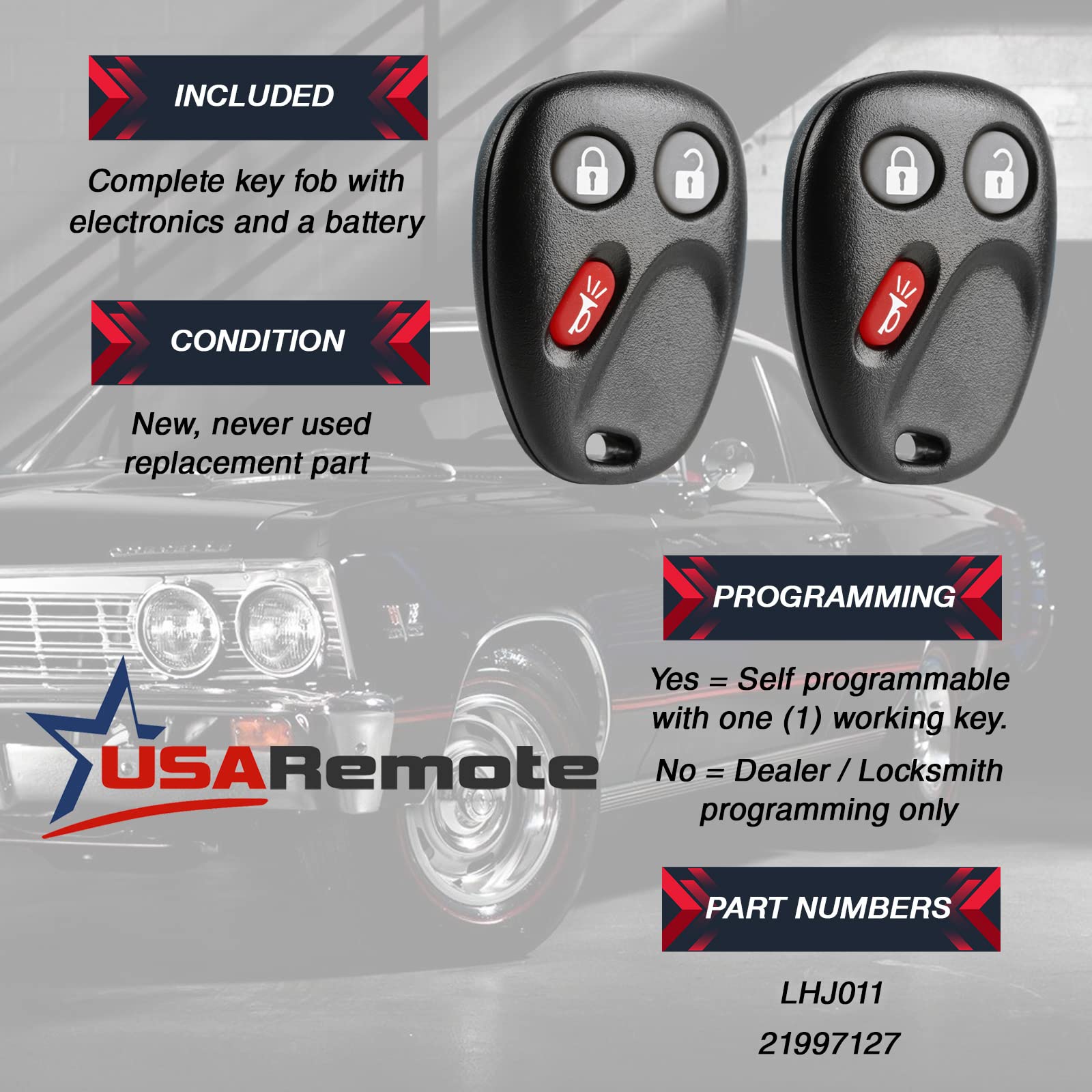 Key Fob Keyless Entry Remote with Ignition Key fits 2003-2006 Chevy Avalanche Equinox Silverado SSR Suburban Tahoe / GMC Sierra Yukon / Hummer H2 / Pontiac Torrent / Saturn Vue (LHJ011)