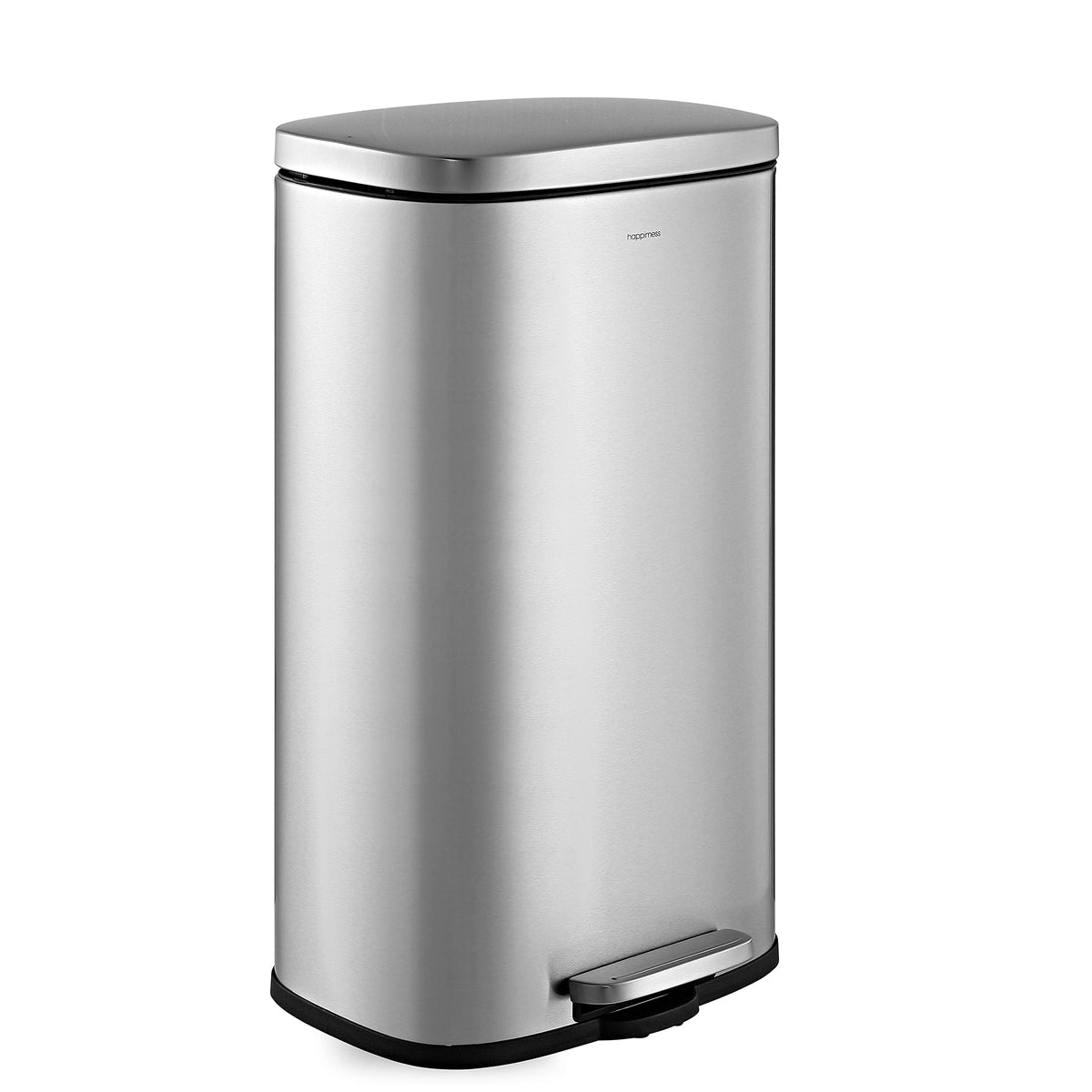 happimess HPM1011B Curtis 8-Gallon Step-Open Trash Can with Soft-Close Lid, Modern, Minimalistic, Fingerprint Proof for Home, Kitchen, Laundry Room, Office, Bedroom, Bathroom, Black
