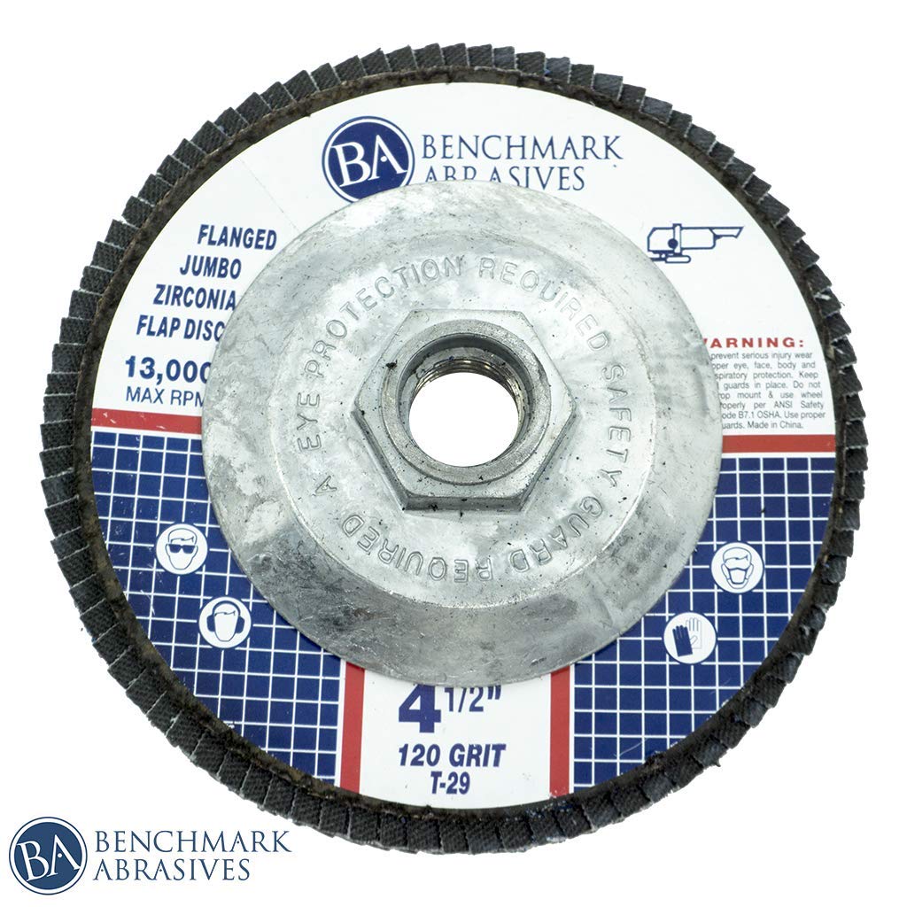 Benchmark Abrasives 4.5" x 5/8"-11 Premium High Density Jumbo Zirconia Type 29 Flap Discs 4 1/2 for Angle Grinder, Sanding Discs, Finishing - Grinding Wheels 4 1/2 Inch (10 Pack) - 40 Grit